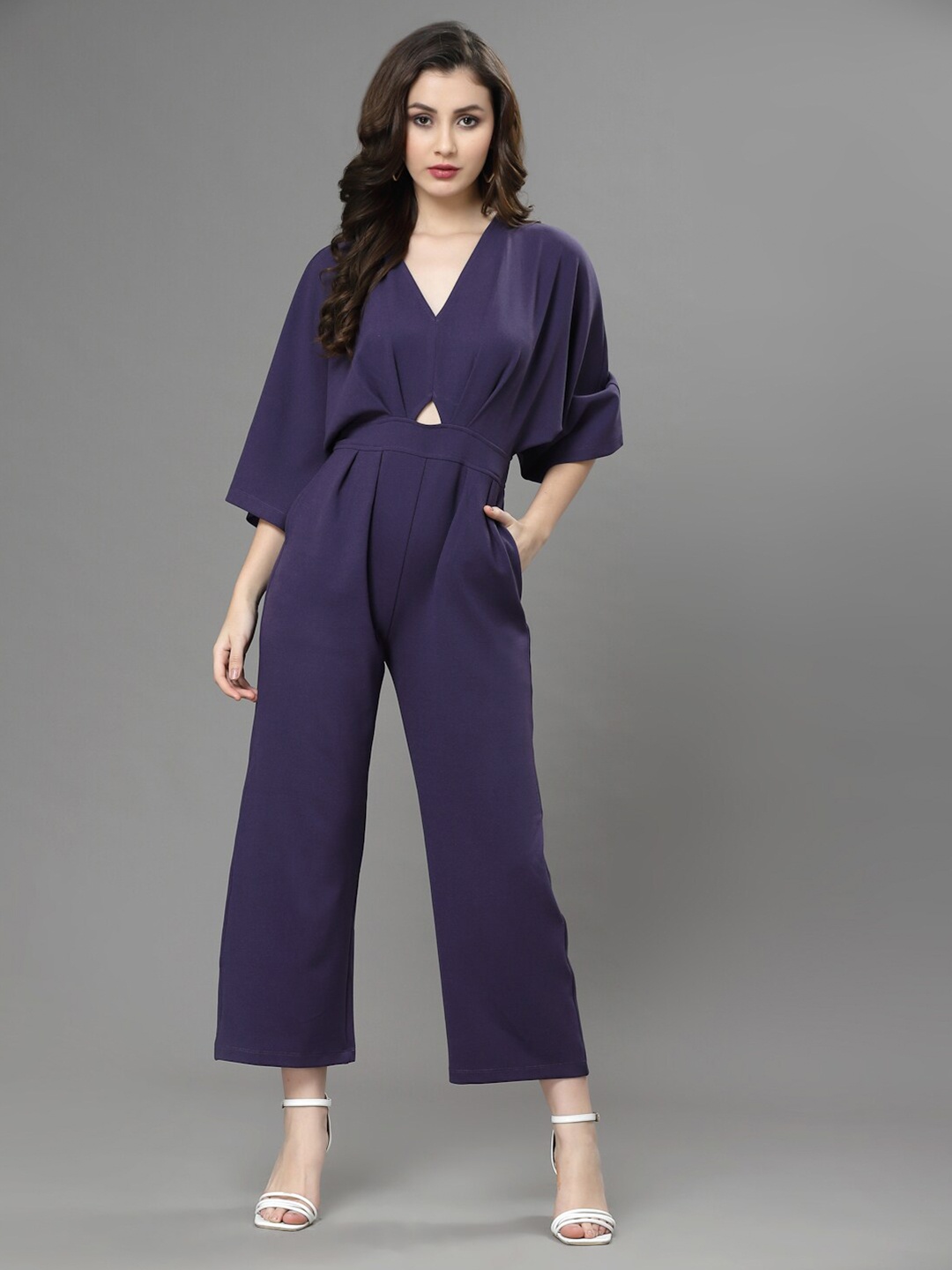 

KASSUALLY V-Neck Basic Jumpsuit, Navy blue