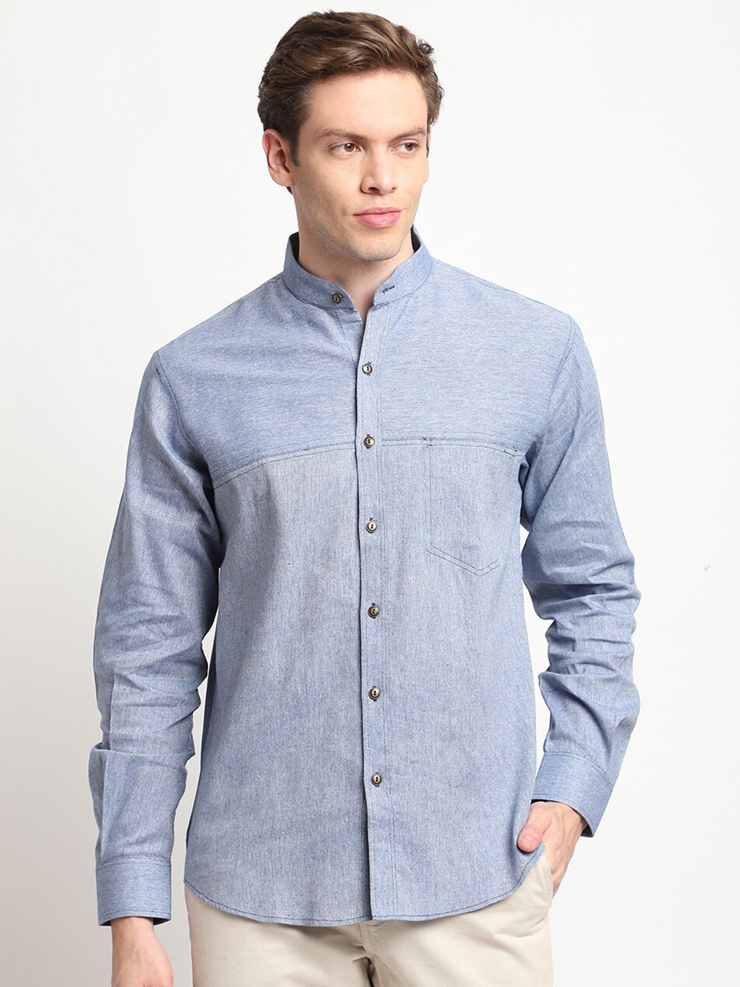 

DEVOILER Men Blue Standard Casual Shirt