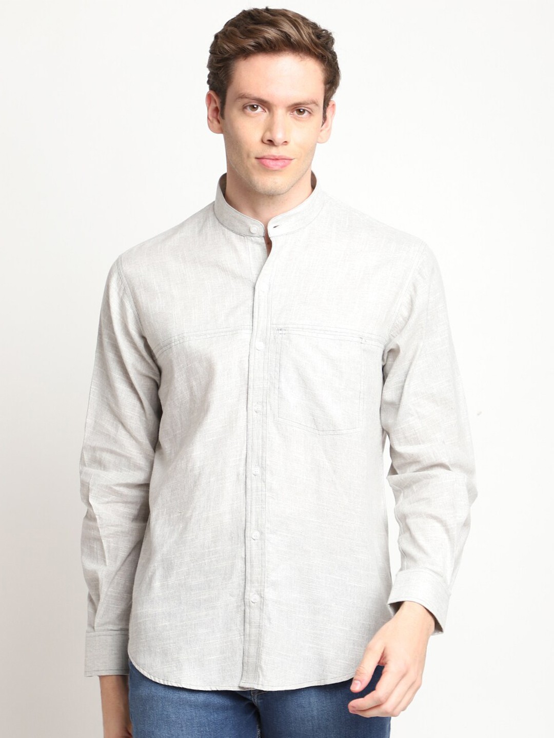 

DEVOILER Men Grey Standard Casual Shirt