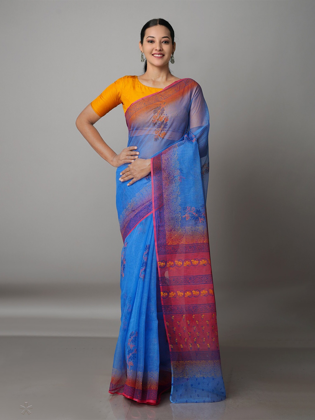 

Unnati Silks Floral Pure Cotton Kota Saree, Blue