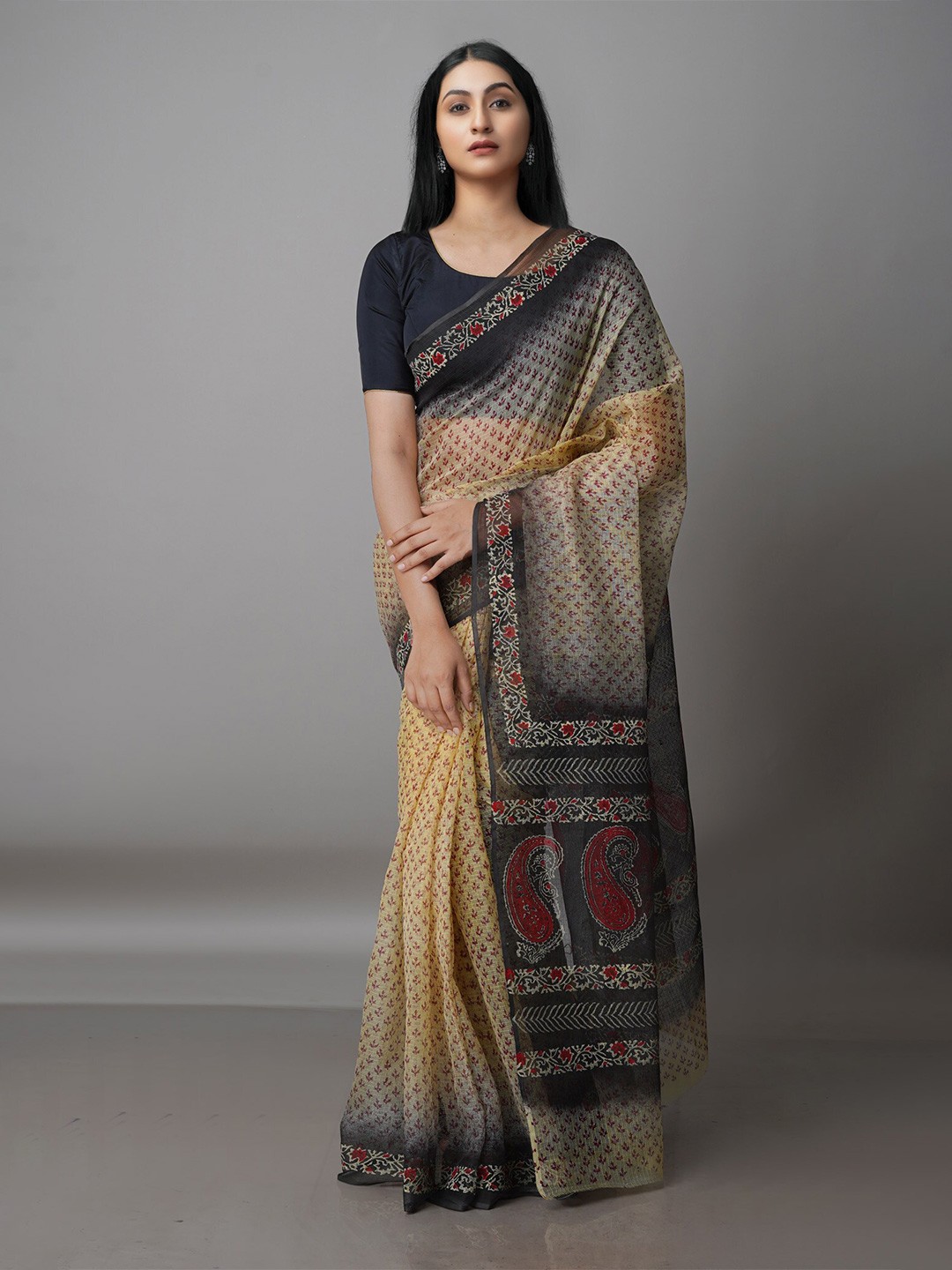 

Unnati Silks Floral Pure Cotton Kota Saree, Cream