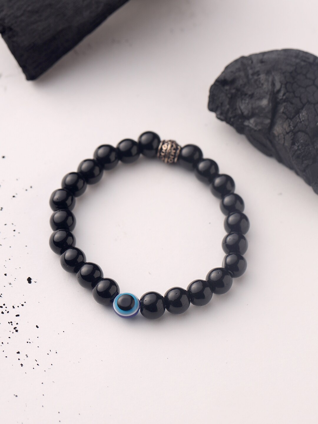 

VIRAASI Men Black & Blue Evil Eye Bracelet