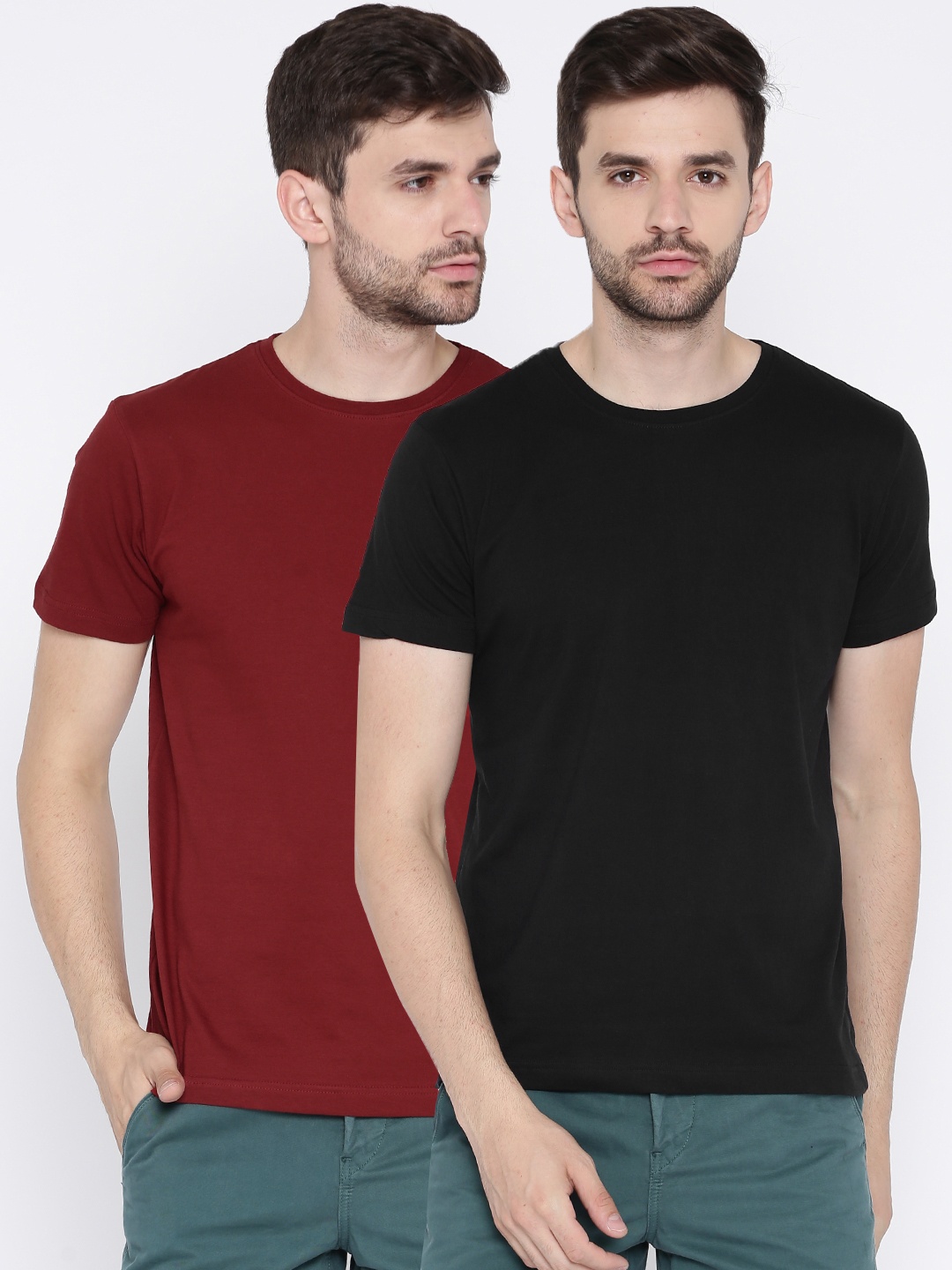 

HERENOW Pack of 2 Pure Cotton T-shirts, Black