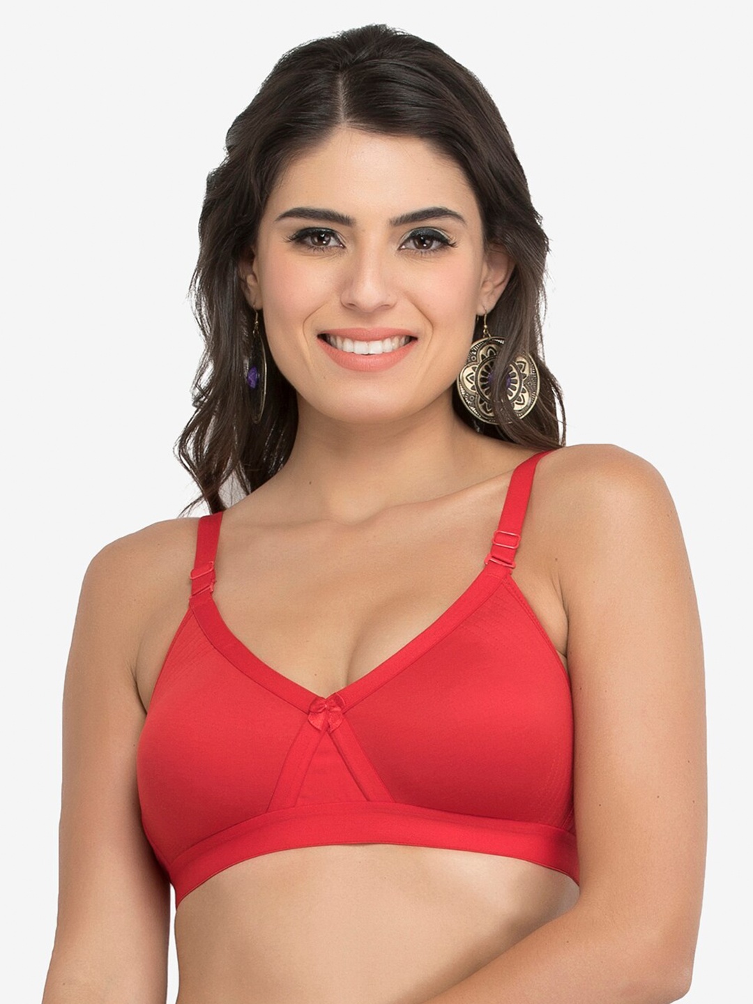 

College Girl Non Padded Cotton T-shirt Bra, Red
