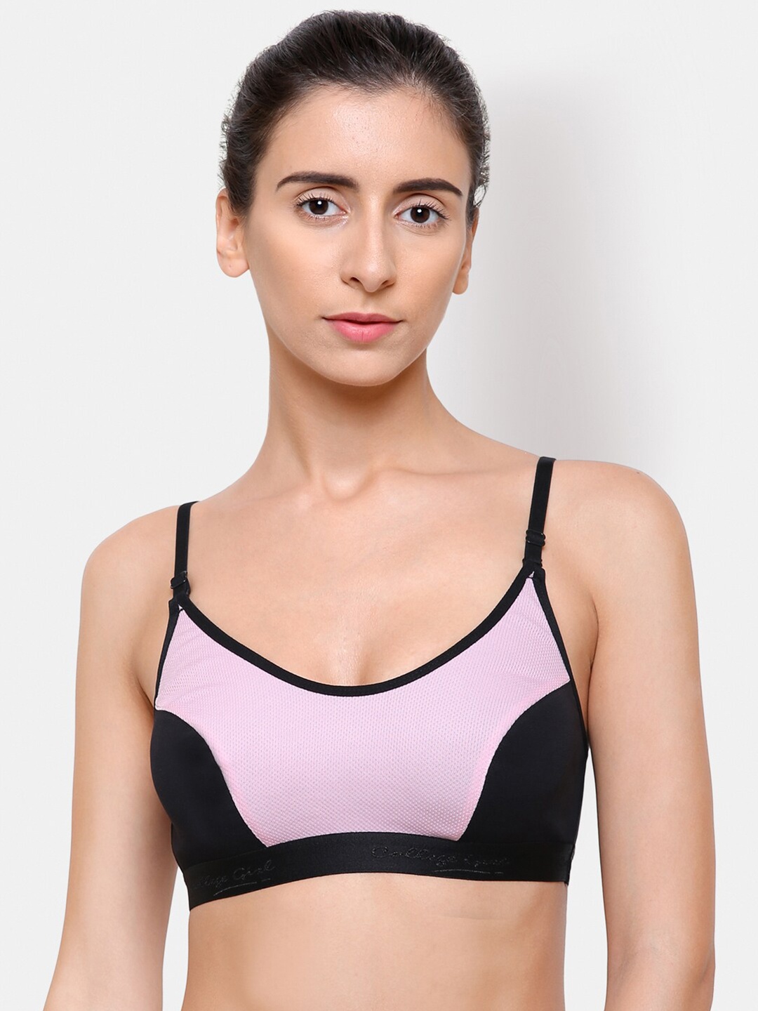 

College Girl Colourblocked Cotton Non Padded Workout Bra, Purple