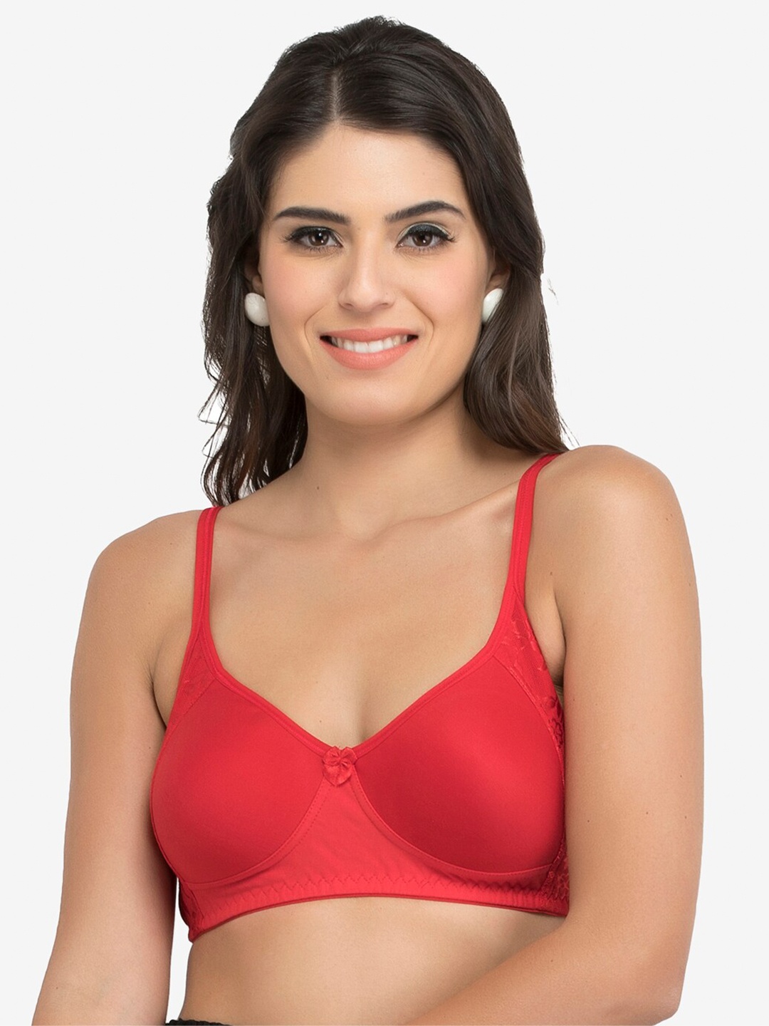 

College Girl Non Padded Cotton T-shirt Bra, Red