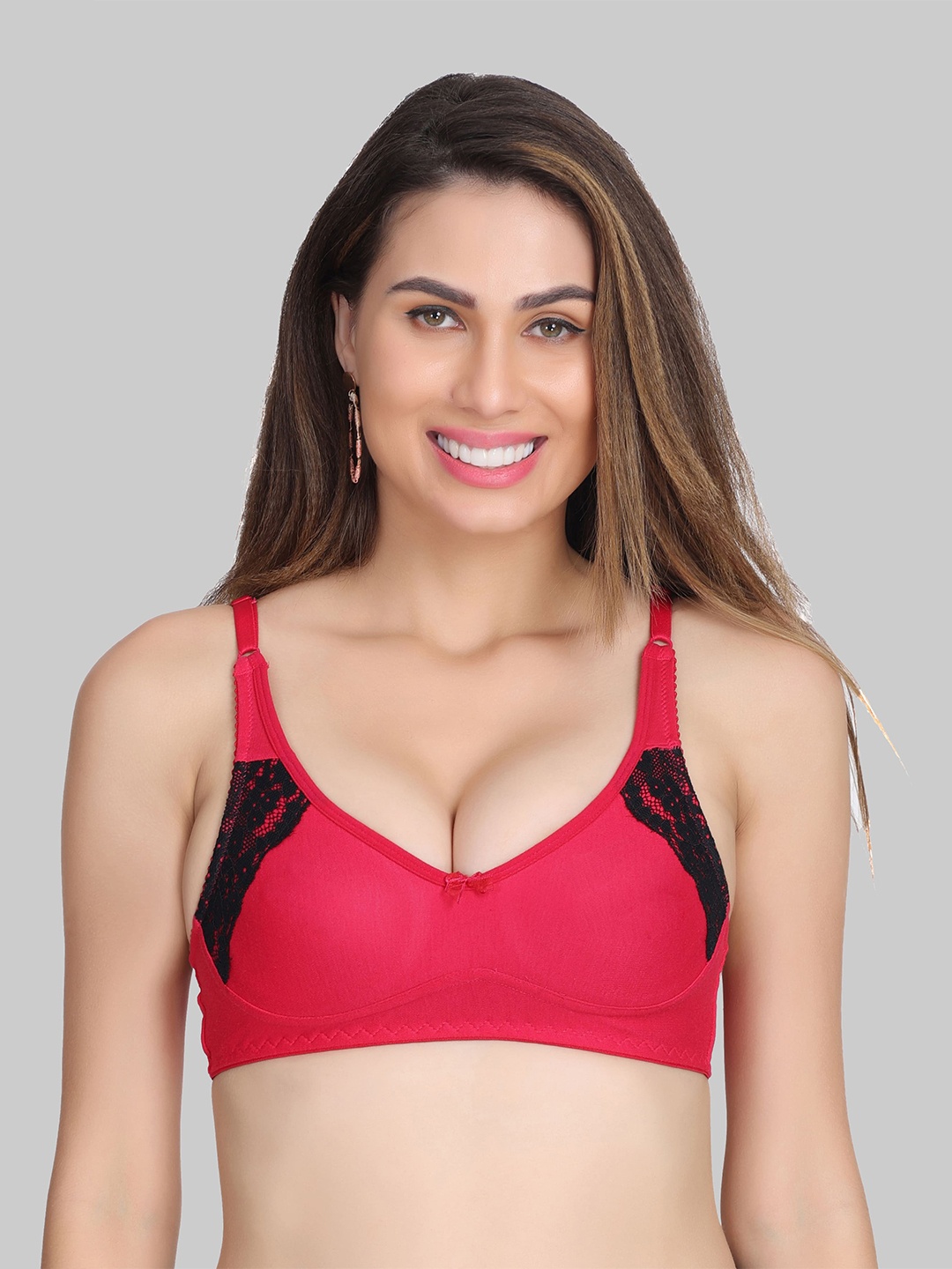 

Innocence Red & Black Floral Bra