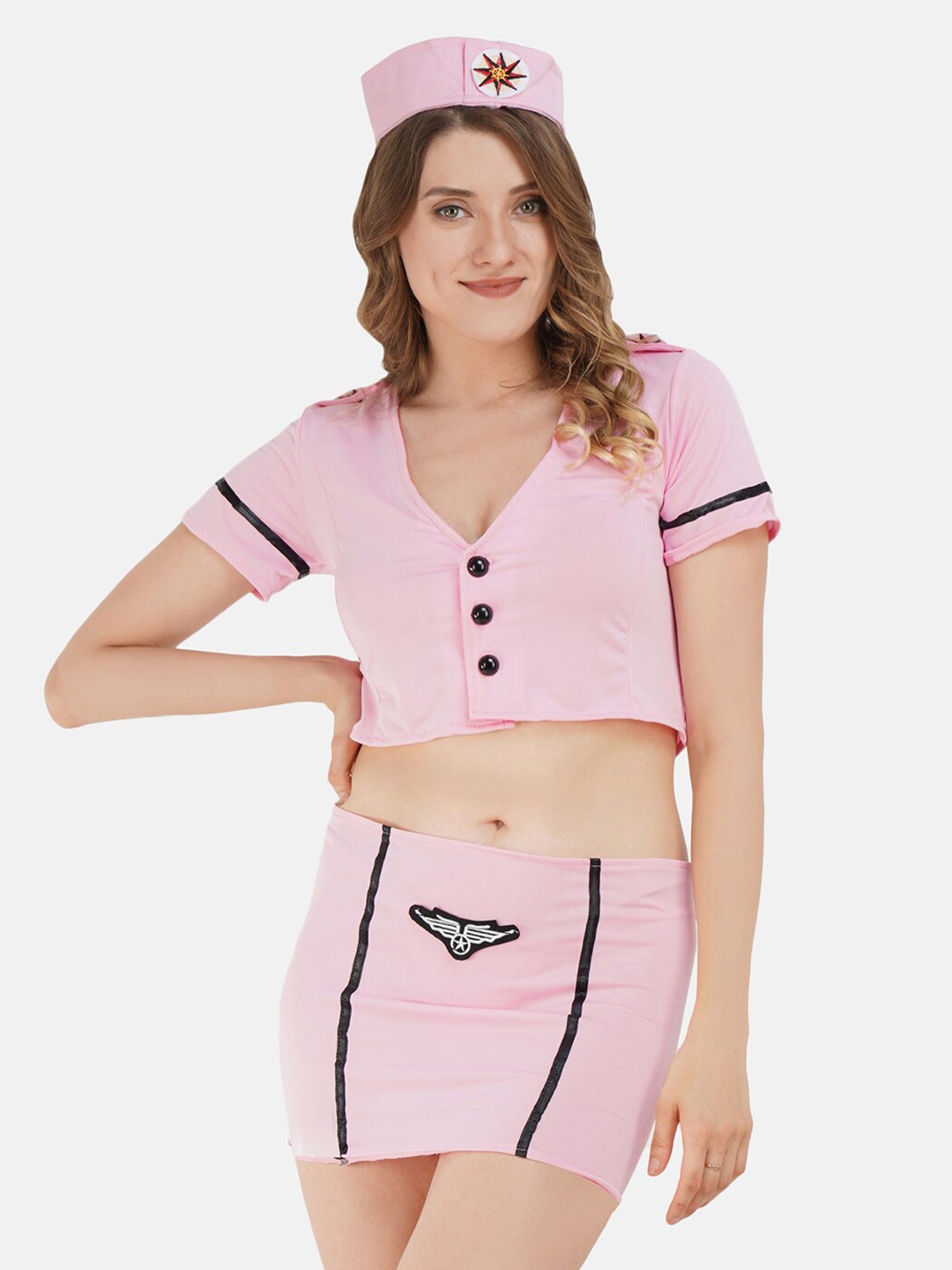 

COLOR STYLE V Neck Baby Doll, Pink