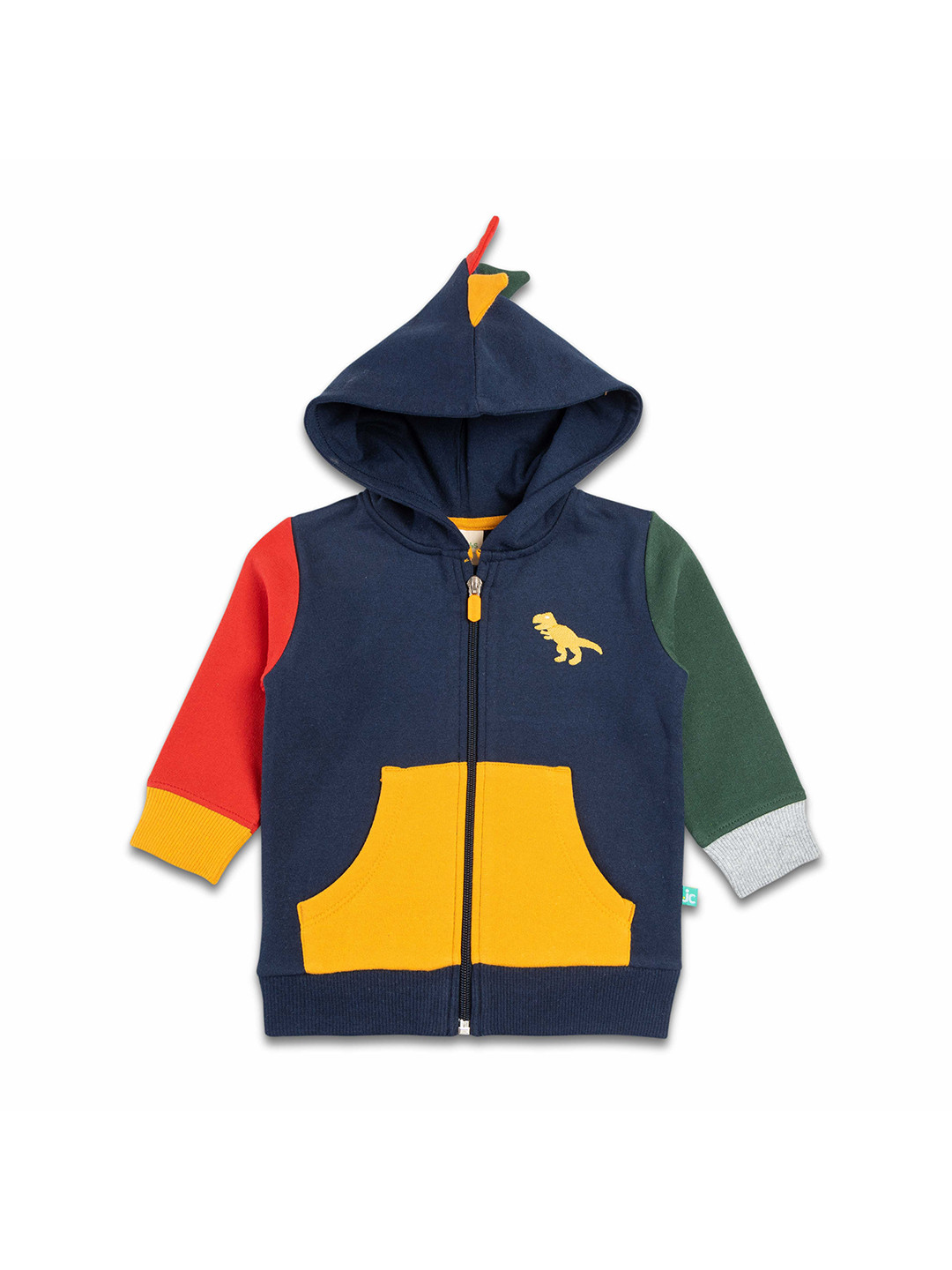 

JusCubs Boys Navy Blue Cotton Colourblocked Hooded Sweatshirt
