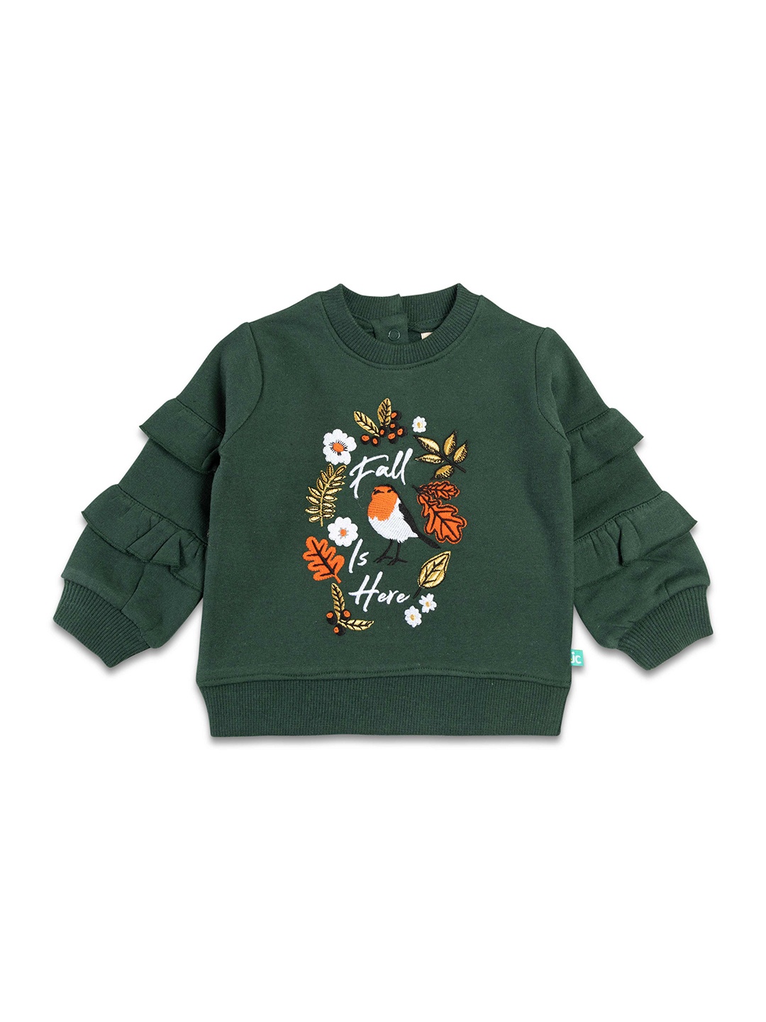 

JusCubs Girls Green Cotton Printed Sweatshirt