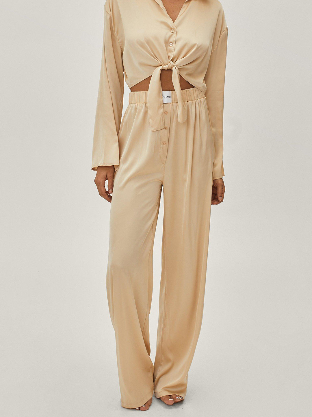 

NASTY GAL Women Satin Night suit, Cream