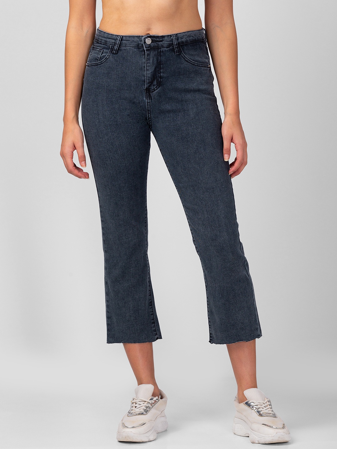 

BoStreet Women Straight Fit High-Rise Cropped Jeans, Blue