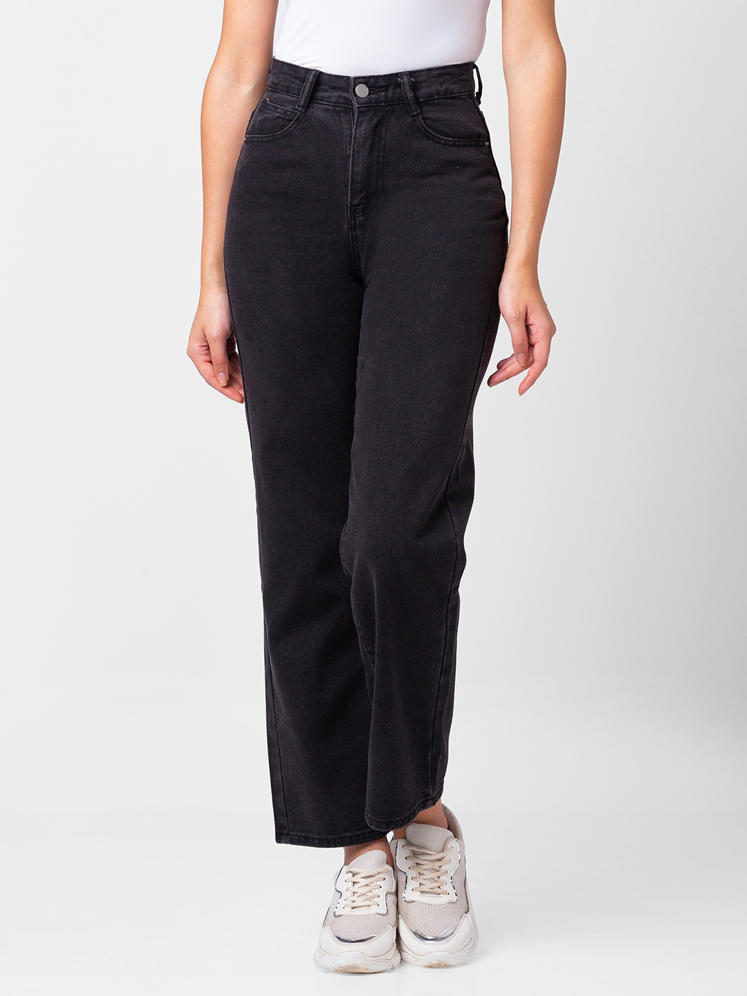 

BoStreet Women Black Relaxed Fit High-Rise Jeans
