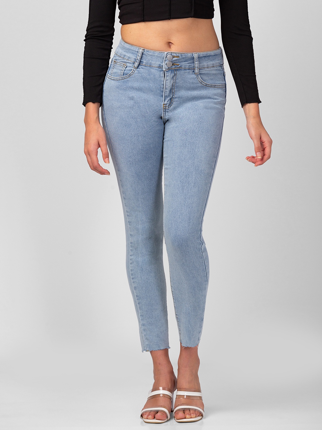 

BoStreet Women Blue Super Skinny Fit High-Rise Light Fade Jeans