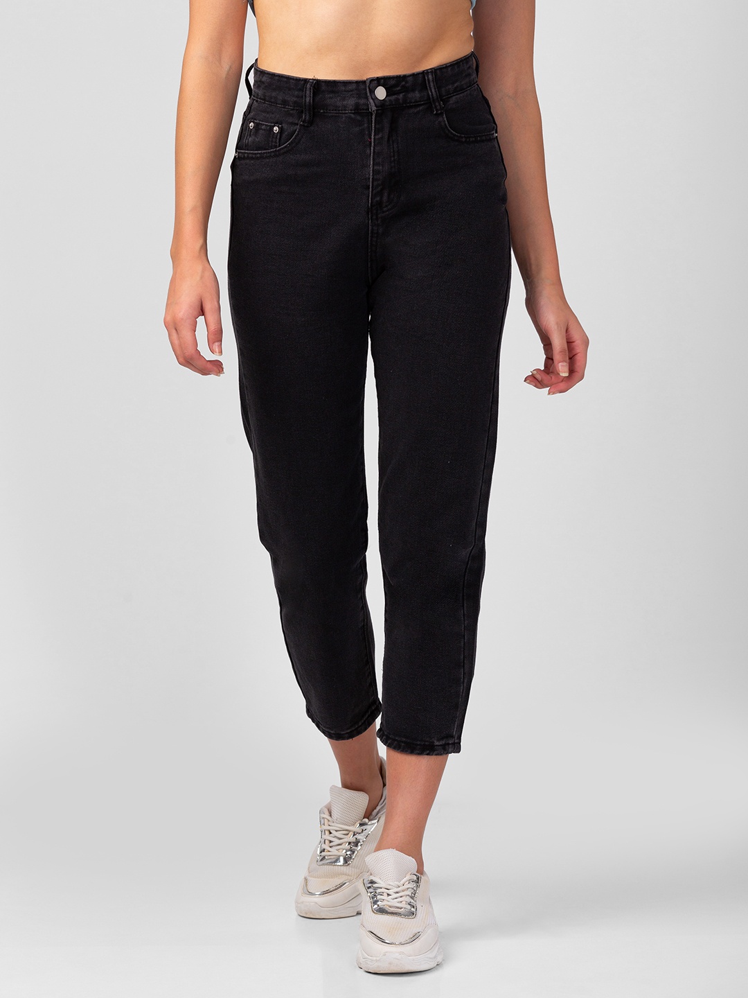 

BoStreet Women Tapered Fit High-Rise Jeans, Black