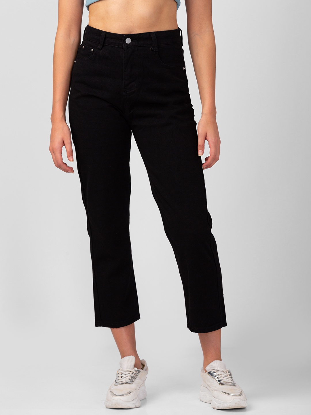 

BoStreet Women Straight Fit High-Rise Jeans, Black
