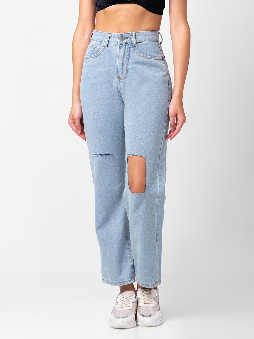 

StyleCast Women Blue High-Rise Highly Distressed Light Fade Jeans