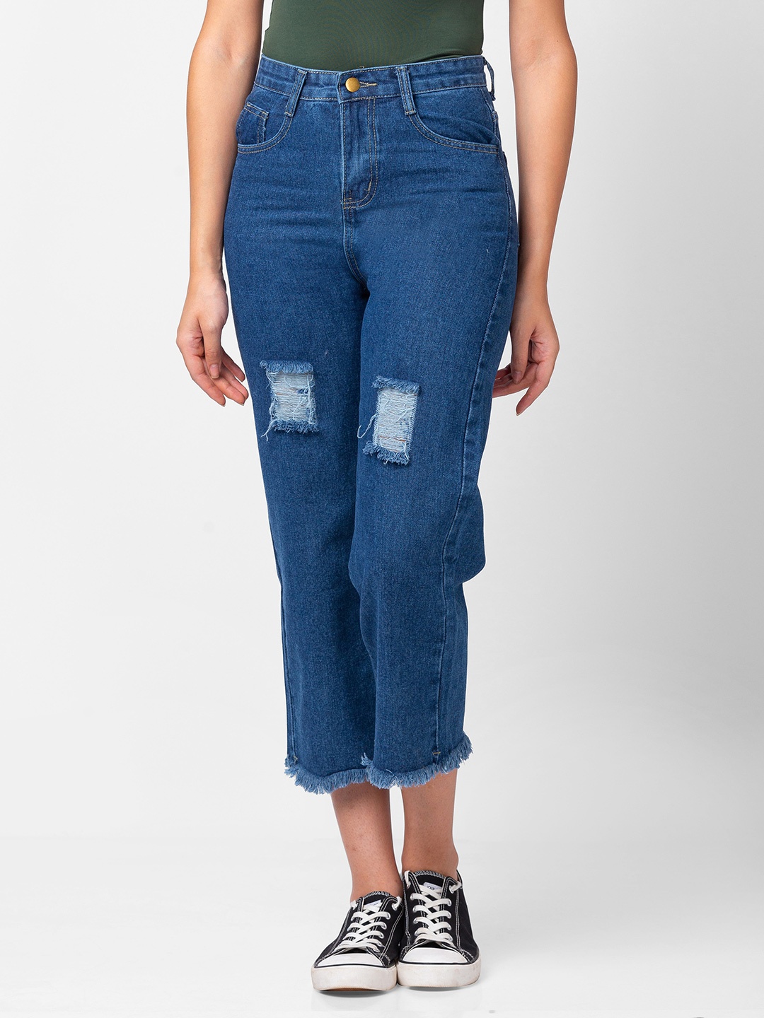 

BoStreet Women Navy Blue Relaxed Fit High-Rise Highly Distressed Jeans