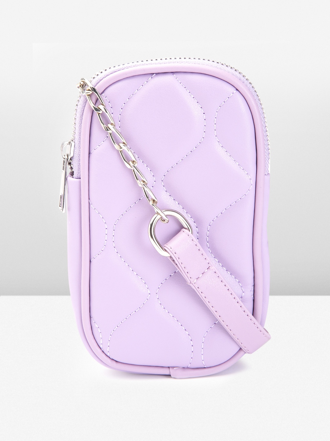 

NASTY GAL Women Quilted Mobile Pouch with Chain Sling Strap, Lavender