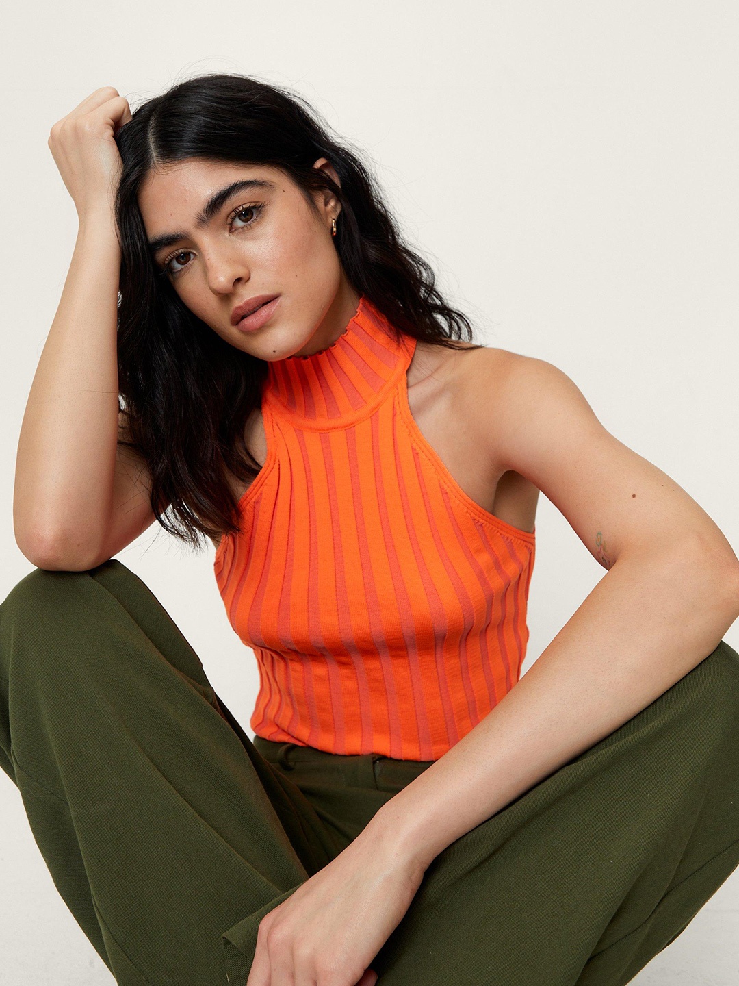 

NASTY GAL Ribbed Crop Top, Orange