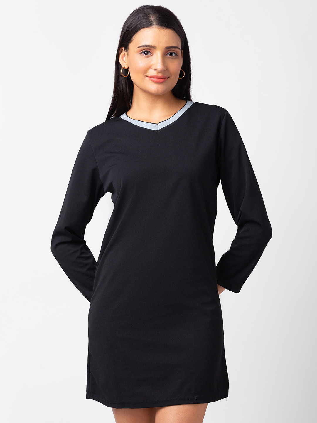 

BoStreet V Neck A-Line Dress, Black