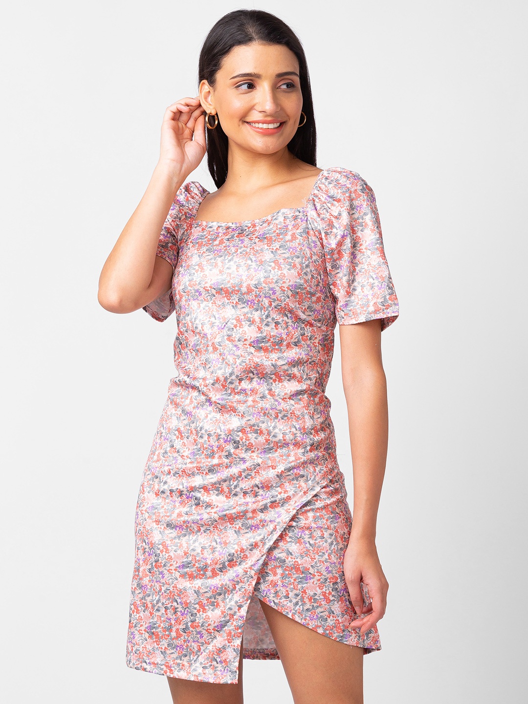 

StyleCast Floral Square Neck Sheath Dress, Beige