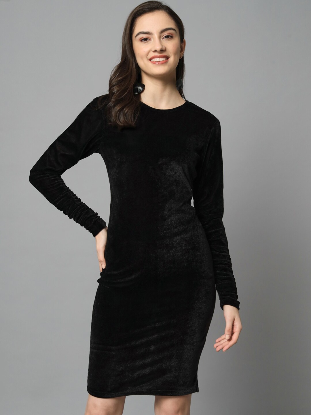 

emeros Velvet Bodycon Dress, Black