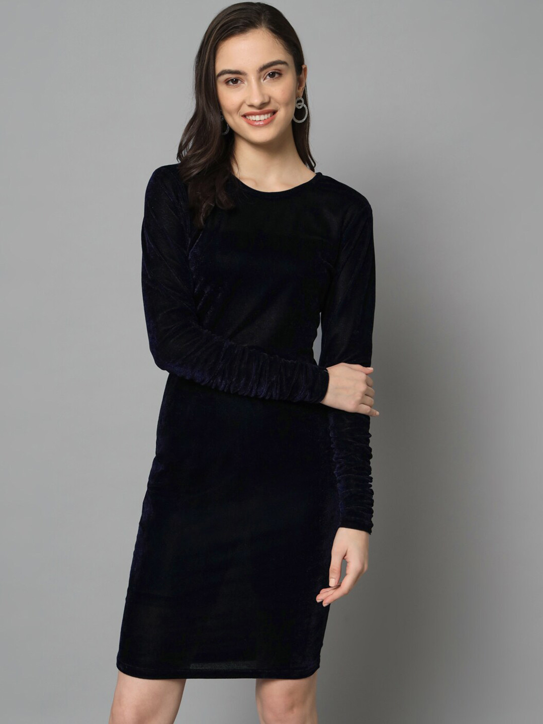 

emeros Velvet Bodycon Dress, Navy blue