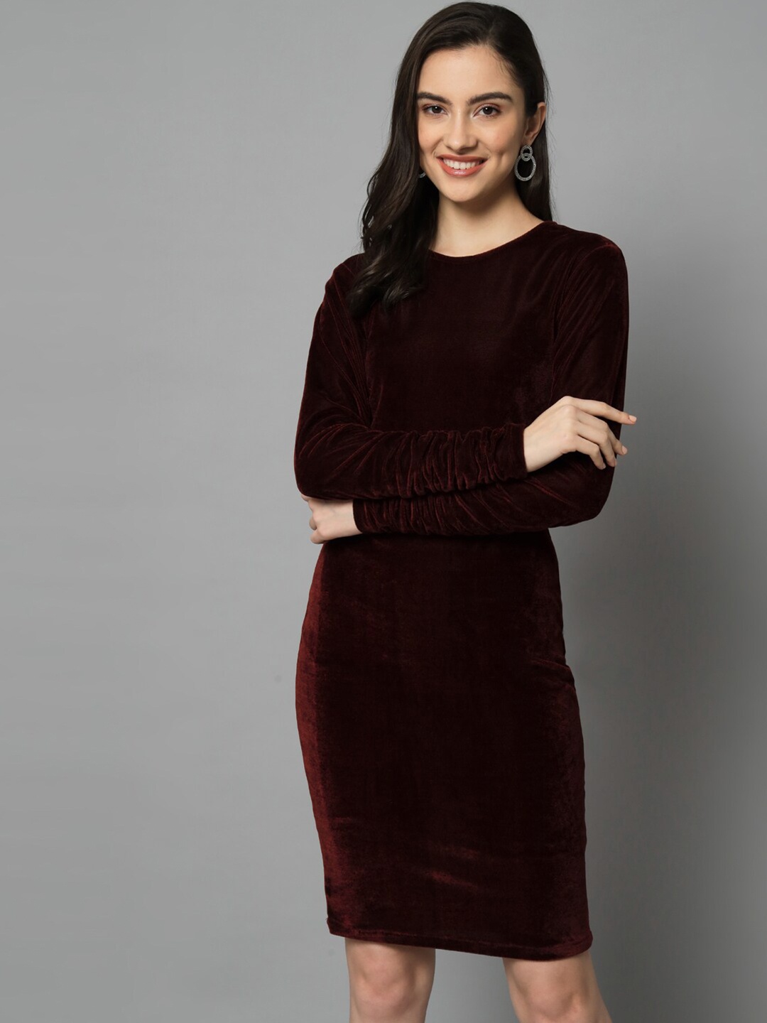 

emeros Velvet Sheath Dress, Burgundy