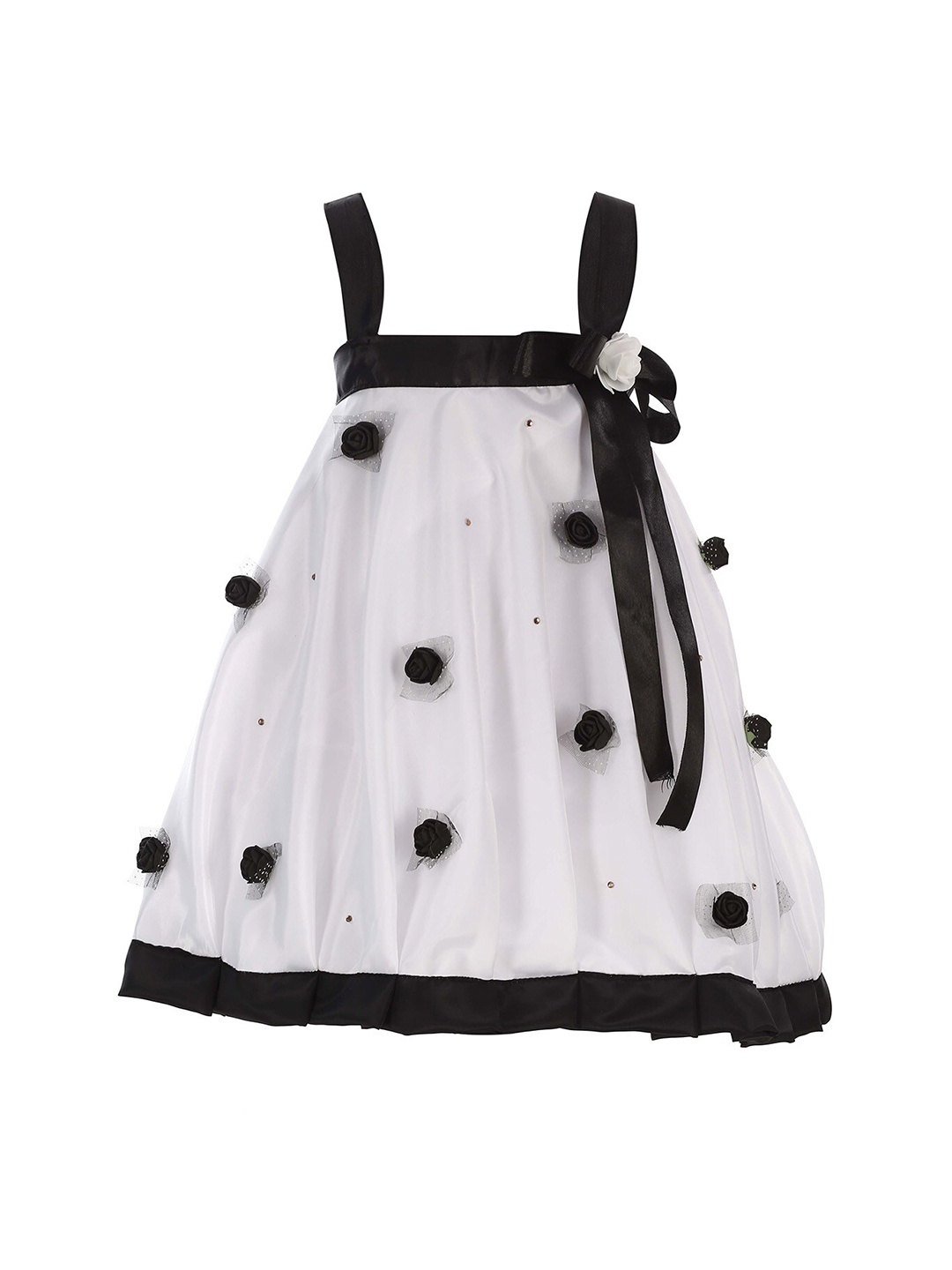 

Samsara Couture Embellished Applique Crepe A-Line Dress, White