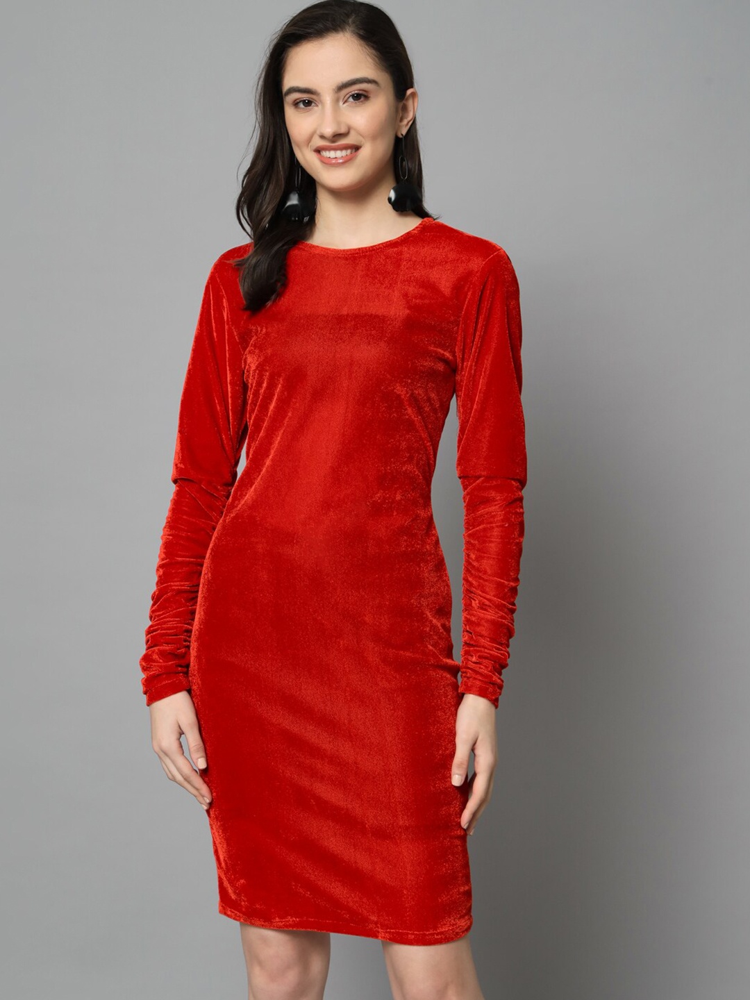 

emeros Velvet Sheath Dress, Red