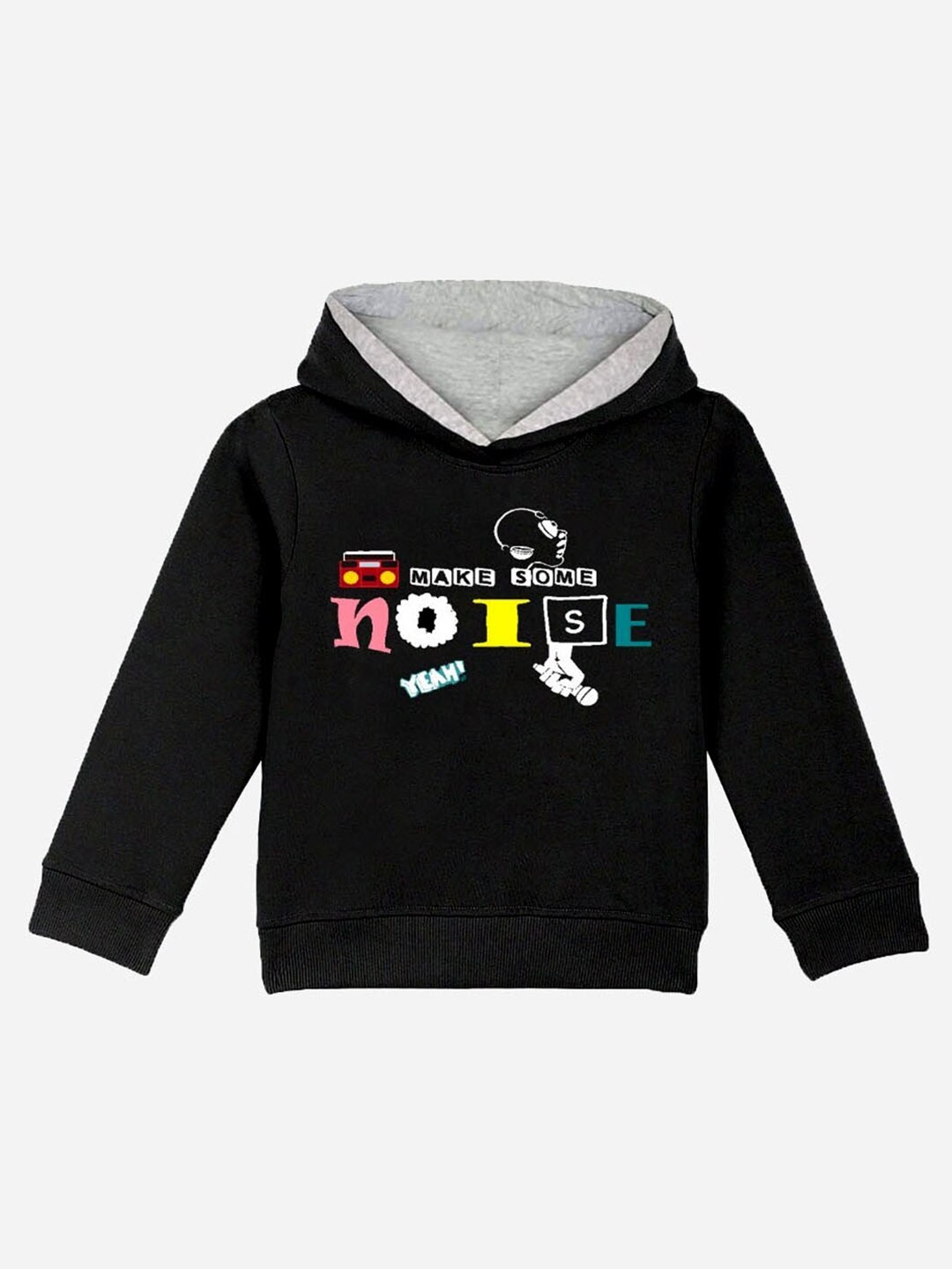 

Naughty Ninos Girls Typhography Printed Hooded Sweatshirt, Black