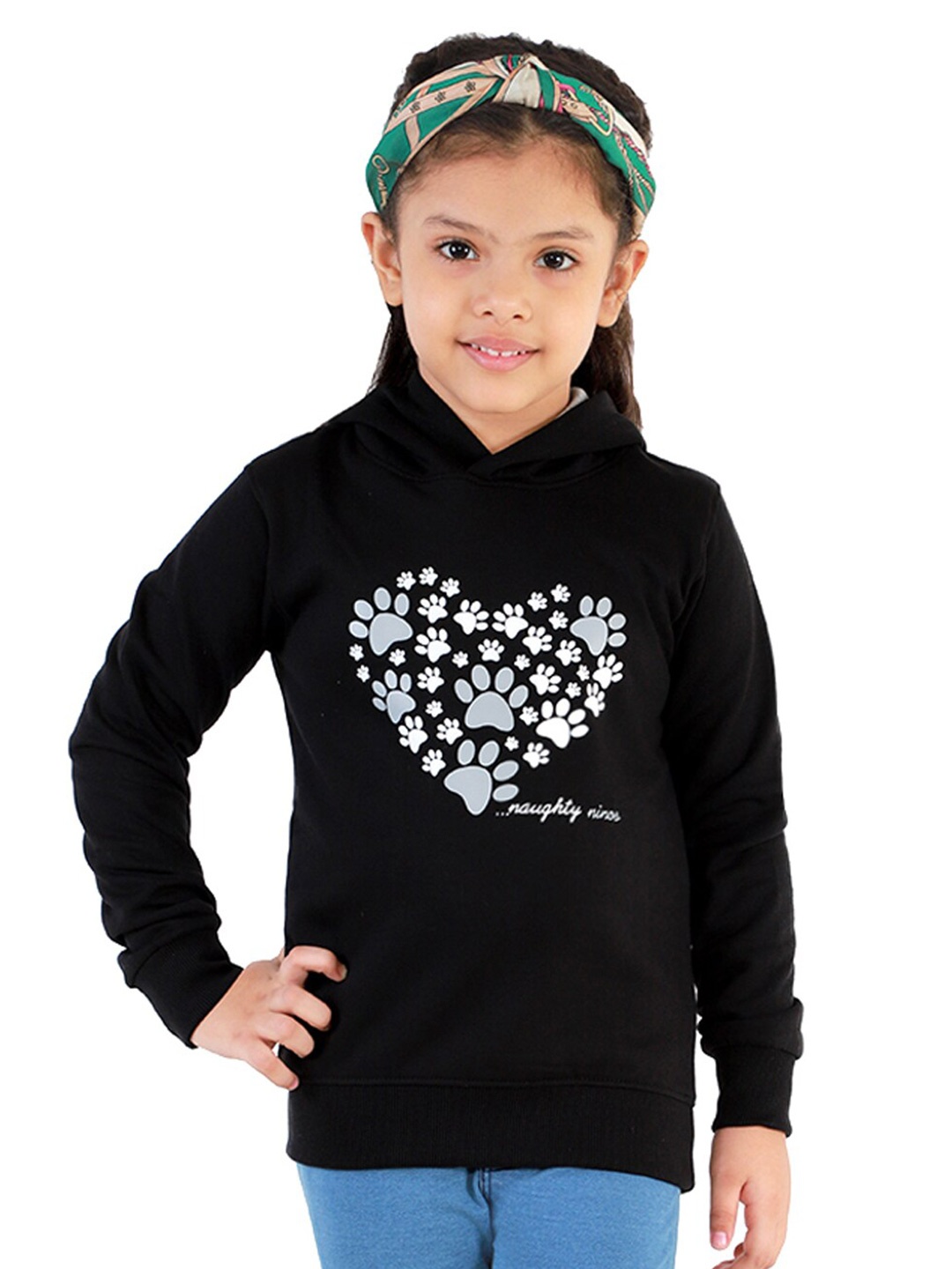 

Naughty Ninos Girls Printed Hooded Pullover Sweatshirt, Black