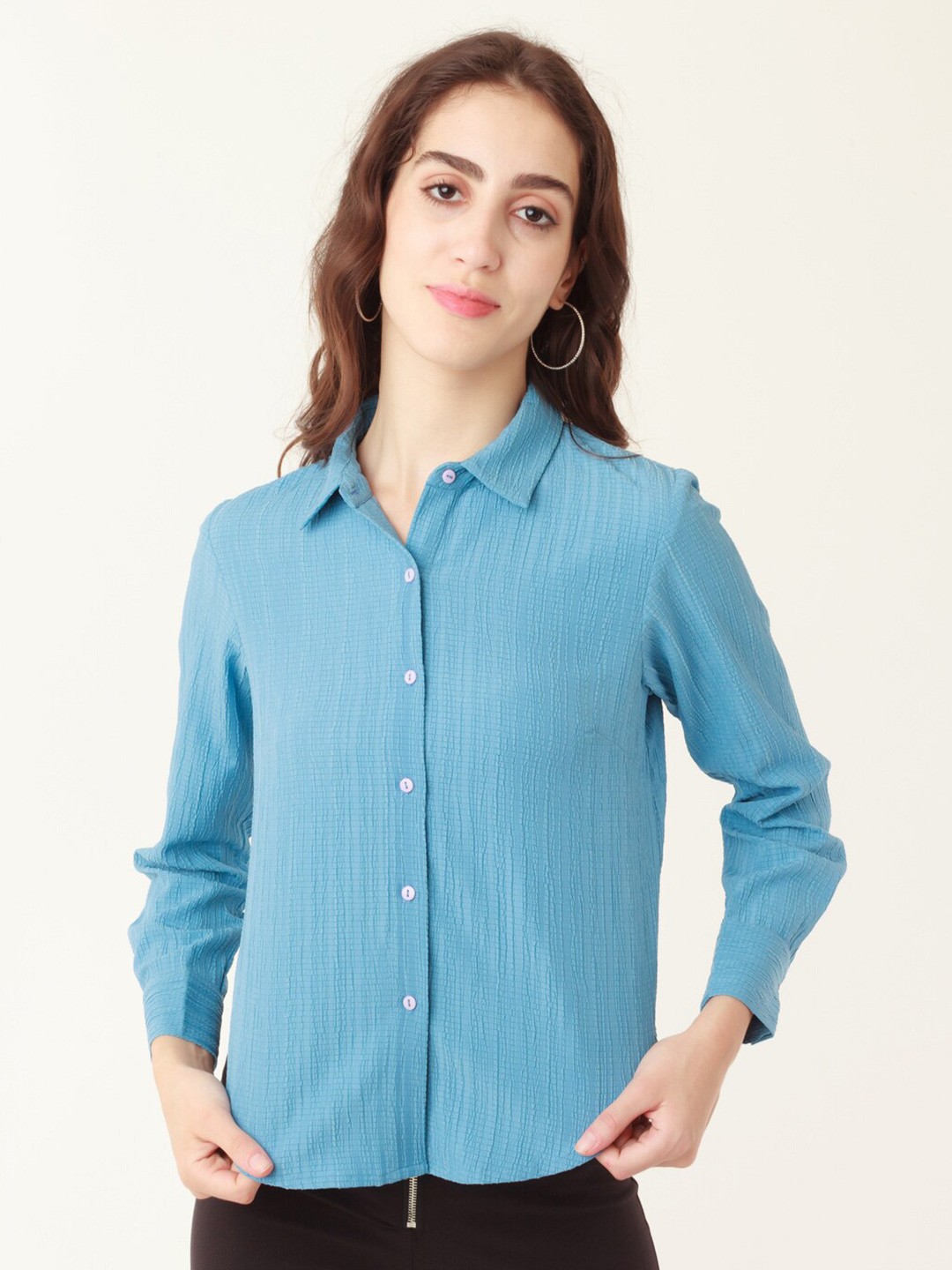 

Zink London Women Slim Fit Casual Shirt, Blue