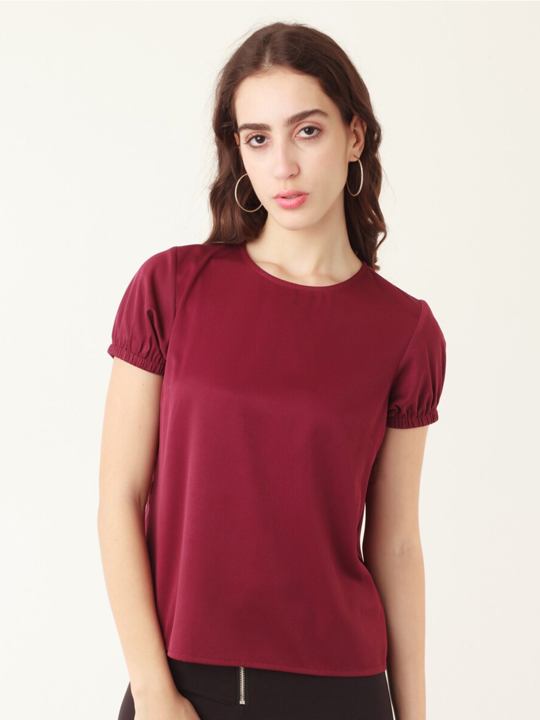 

Zink London Puff Sleeve Crop Top, Magenta