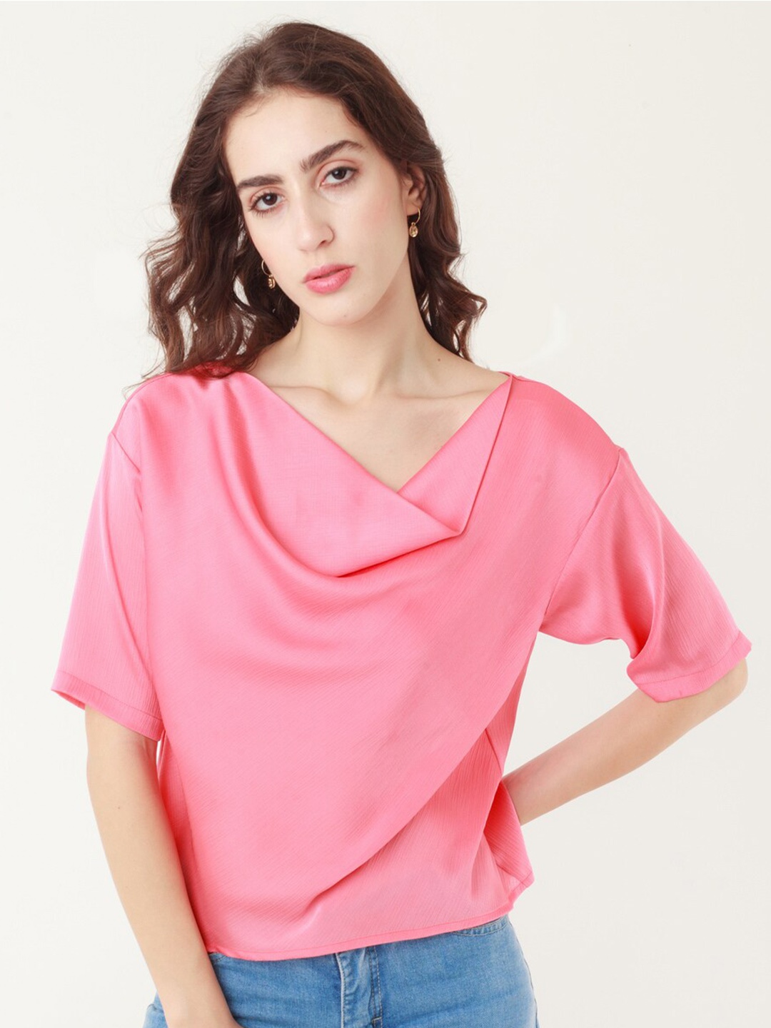 

Zink London Cowl Neck Top, Pink