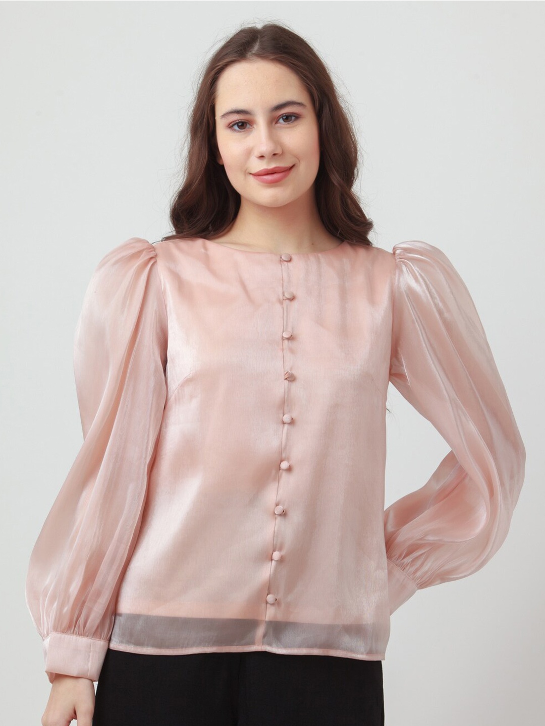 

Zink London Puff Sleeve Top, Pink