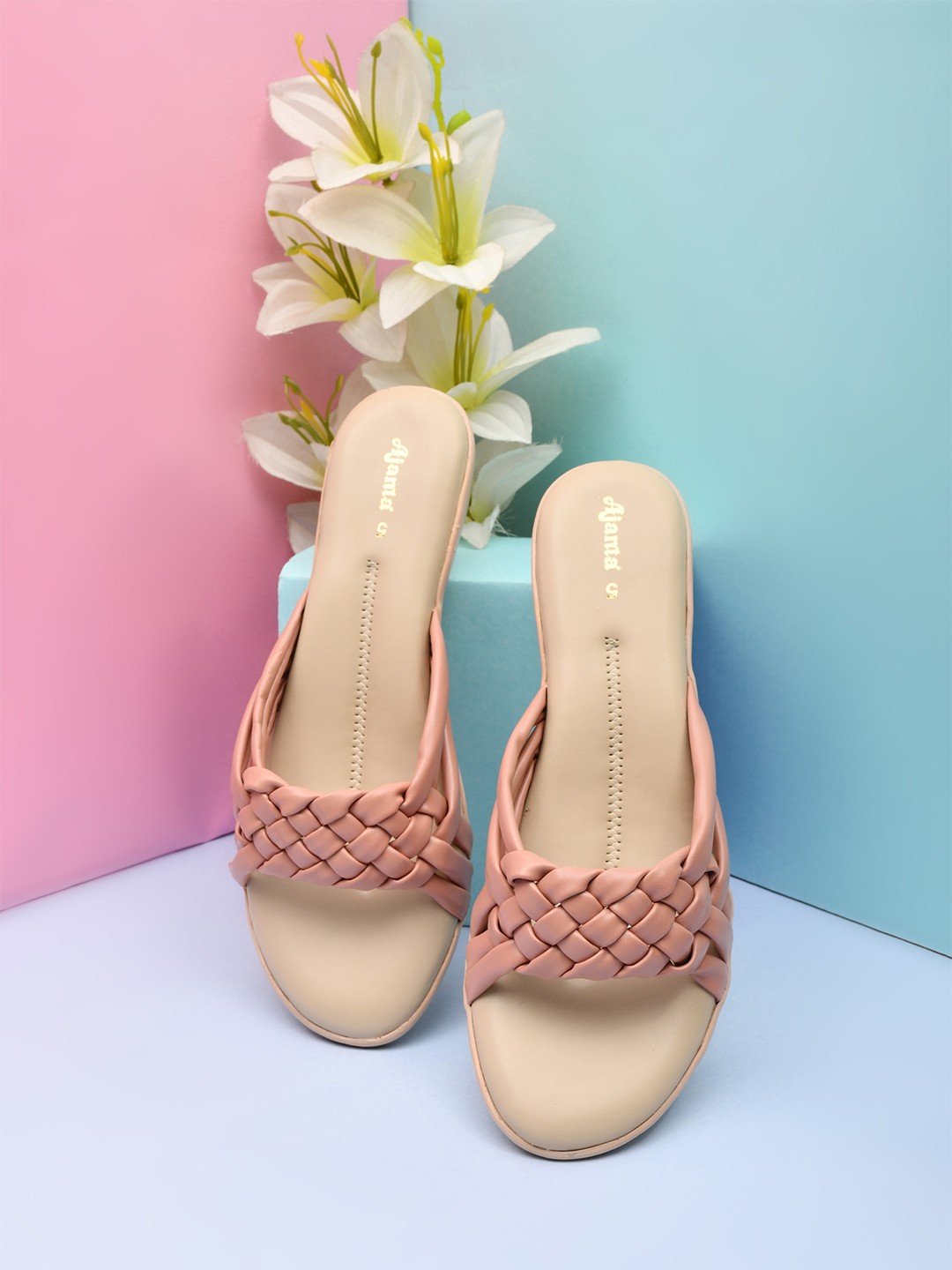

Ajanta Textured Comfort Heels, Pink