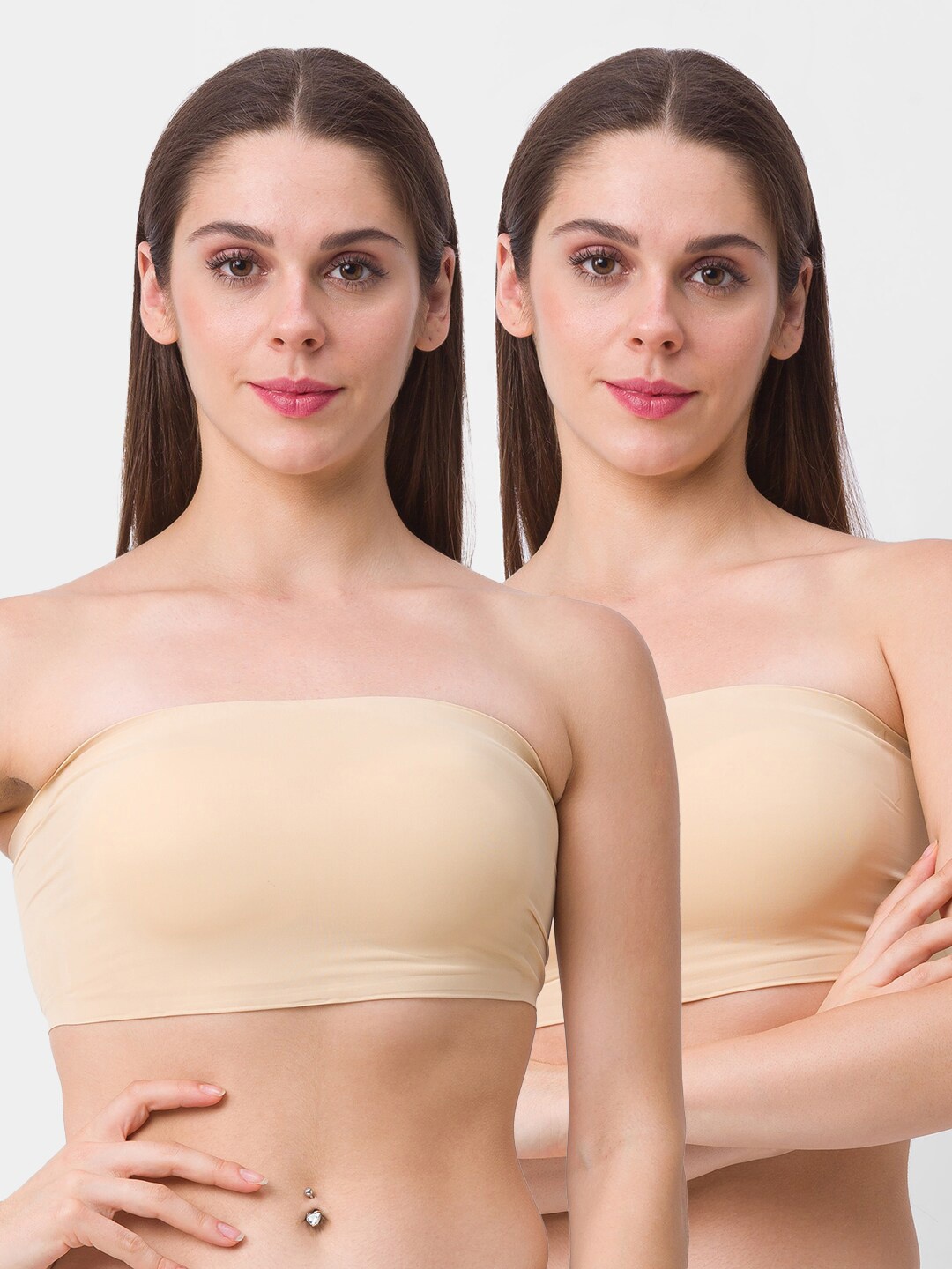 

FashionRack Pack Of 2 Bandeau Bra Lightly Padded, Beige