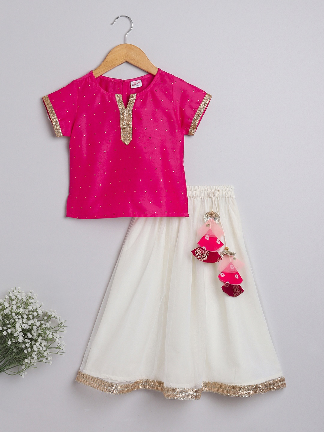 

The Magic Wand Girls Embellished Ready to Wear Lehenga & Choli, Pink