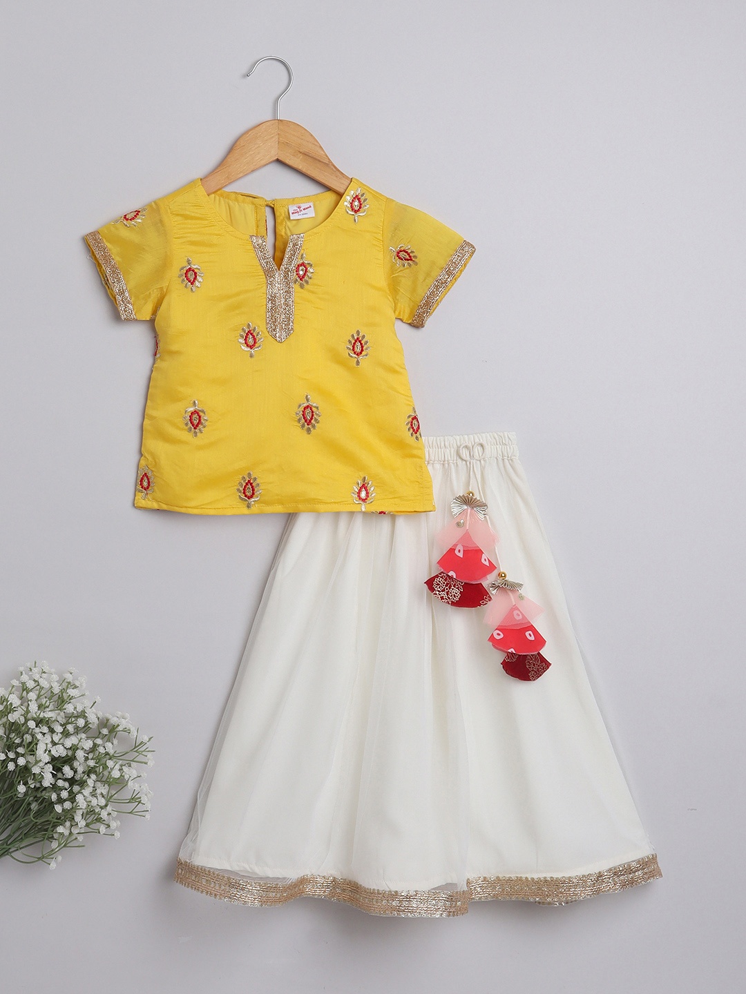 

The Magic Wand Girls Embroidered Ready to Wear Lehenga & Choli, Yellow