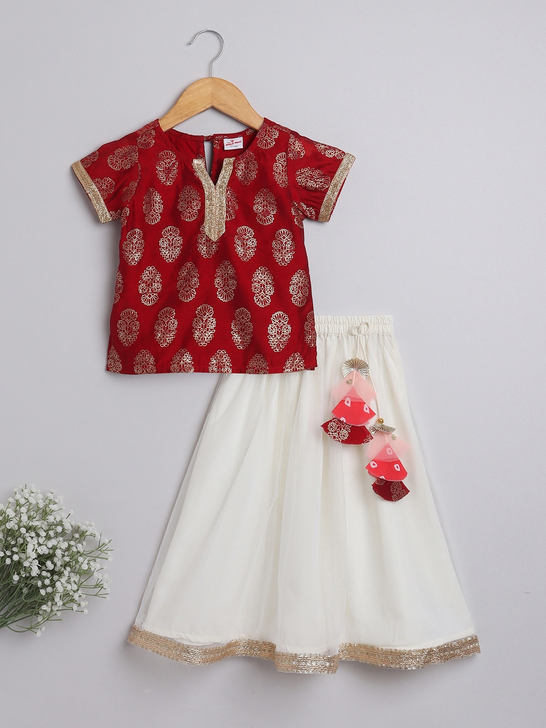 

The Magic Wand Girls Printed Ready to Wear Lehenga & Choli, Maroon