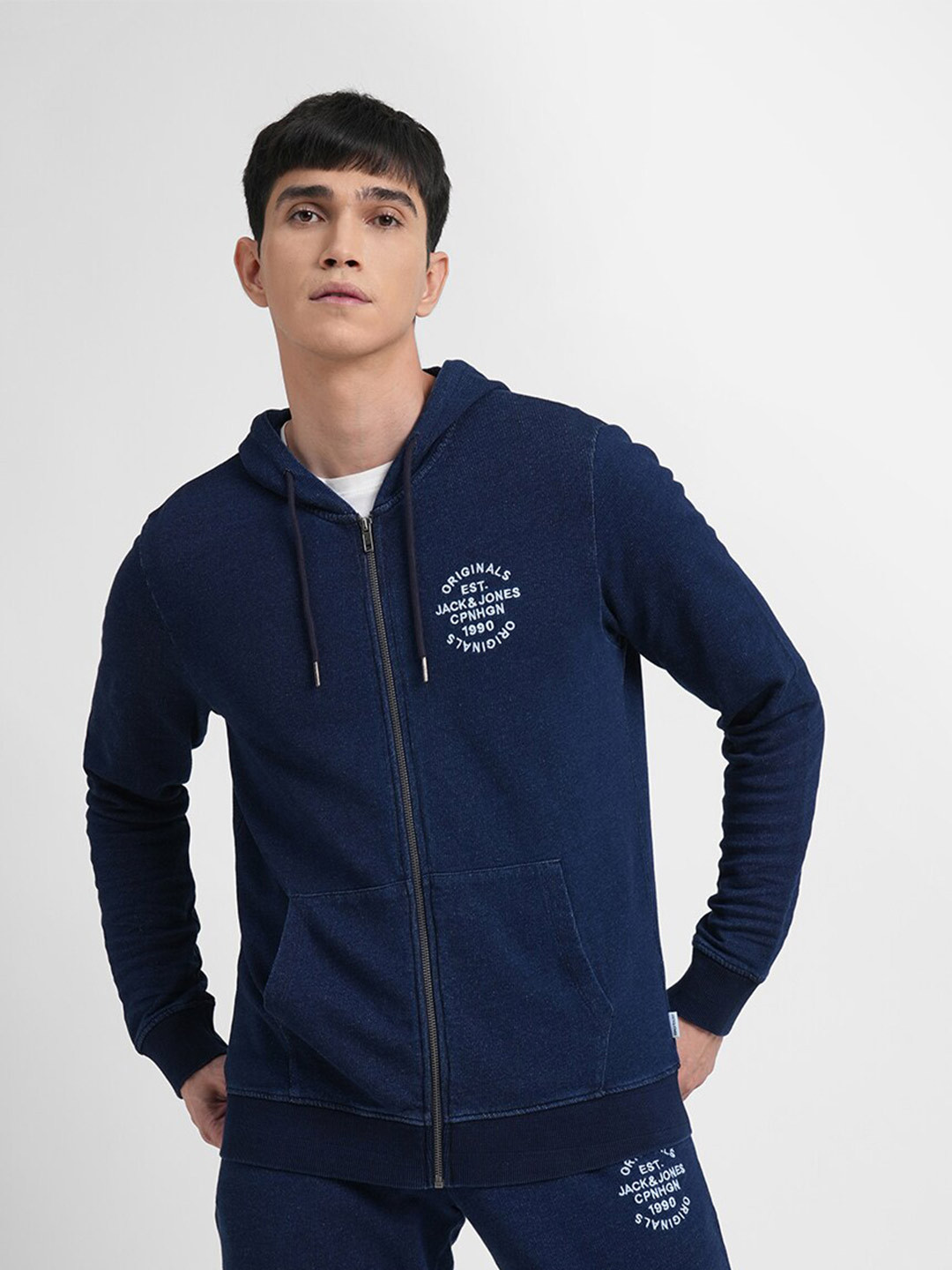 

Jack & Jones Men Blue Cotton Hooded Sweatshirt