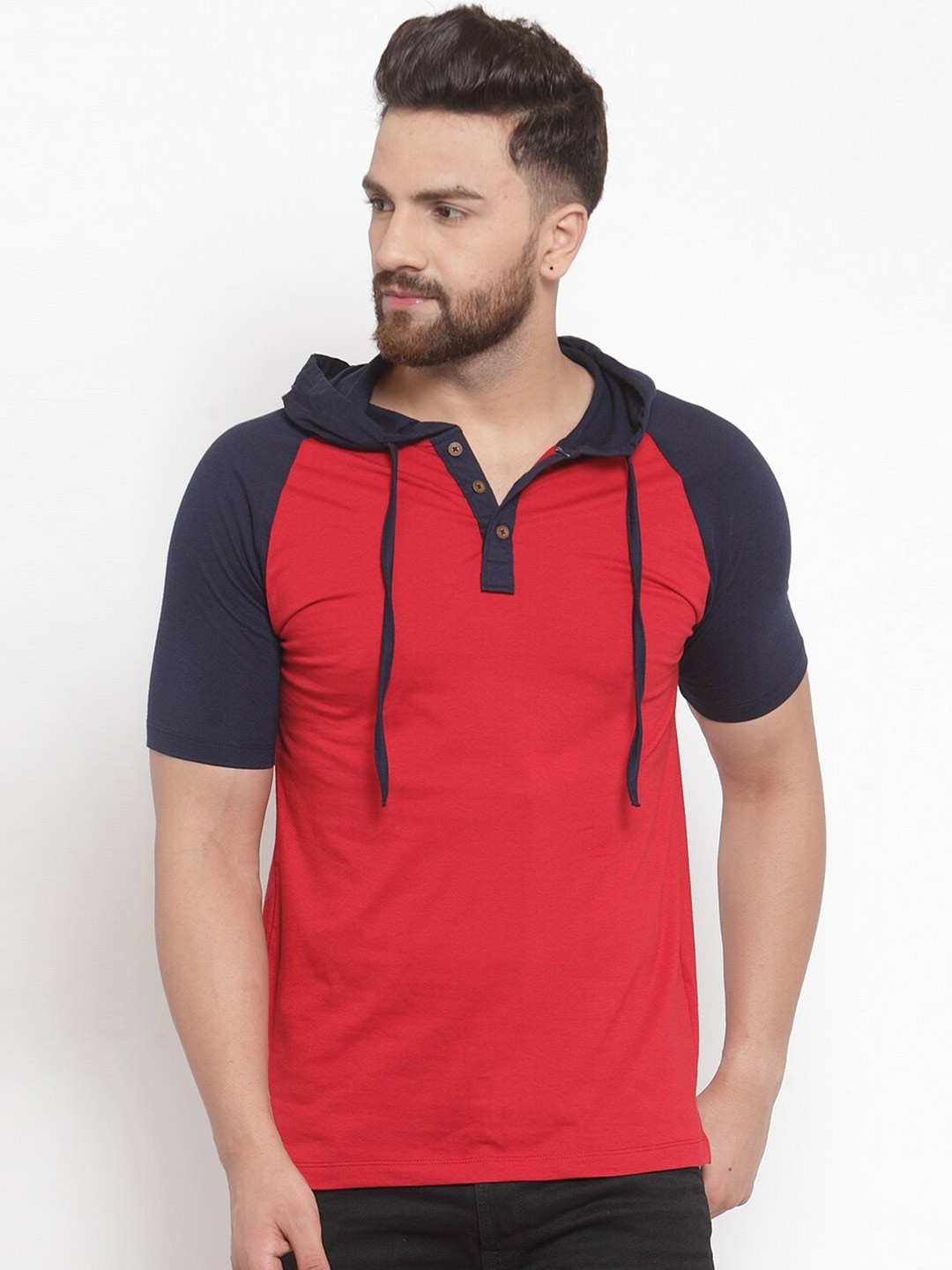 

Kalt Men Colourblocked Cotton T-shirt, Red