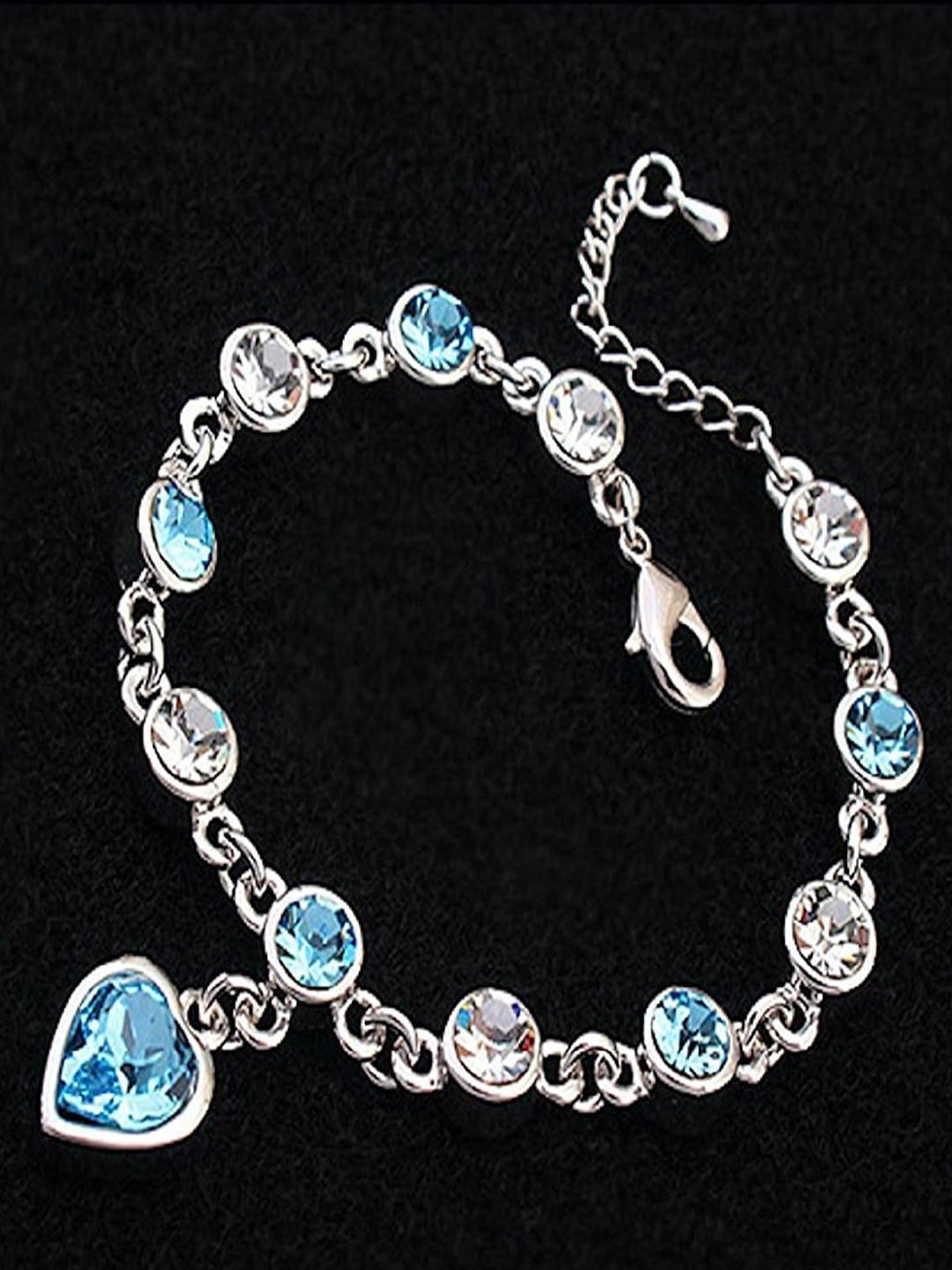

Mahi Women Crystals Rhodium-Plated Link Bracelet, Silver