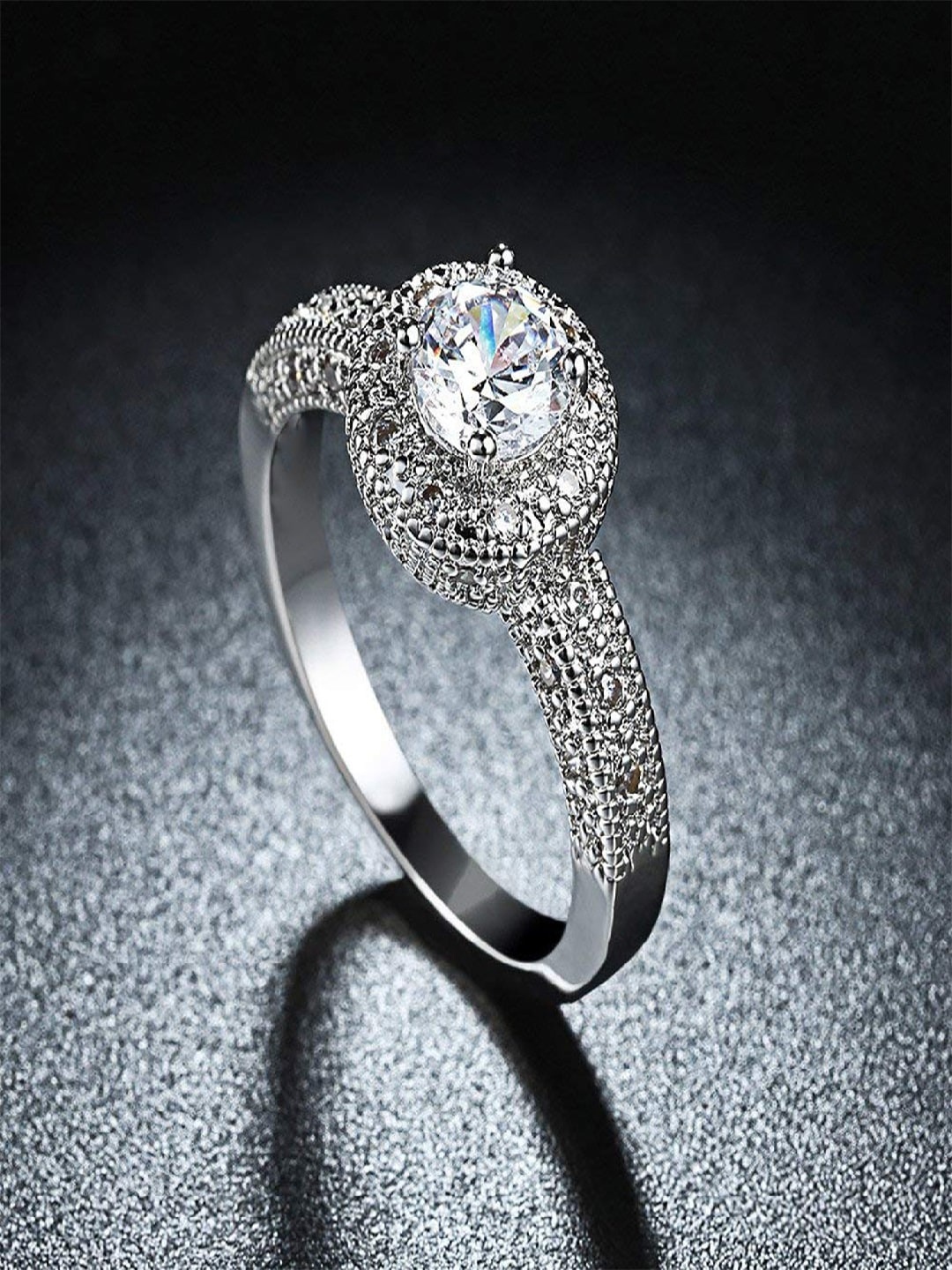 

Mahi Elegant Cubic Zirconia Solitare Royal Queen Designer Ring, Silver