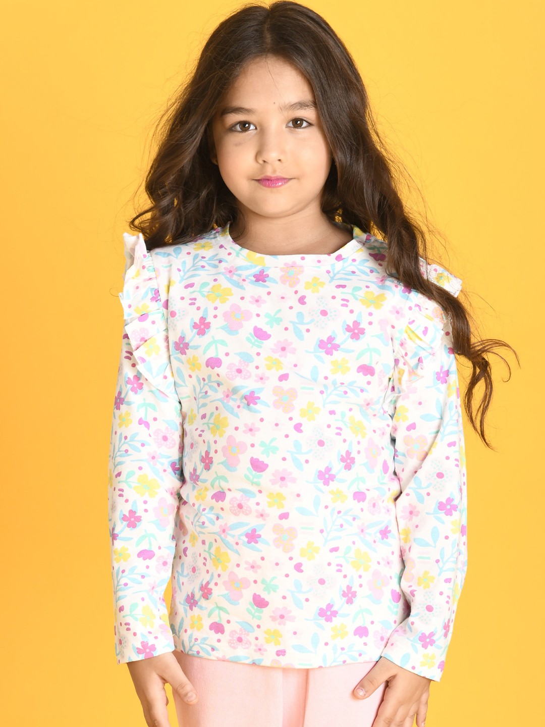 

Anthrilo Floral Printed Round Neck Cotton T-shirt, White