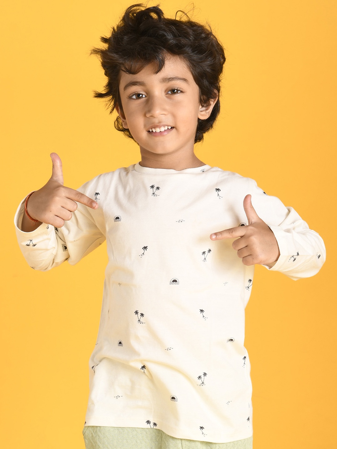 

Anthrilo Boys Printed Round Neck Cotton T-shirt, White