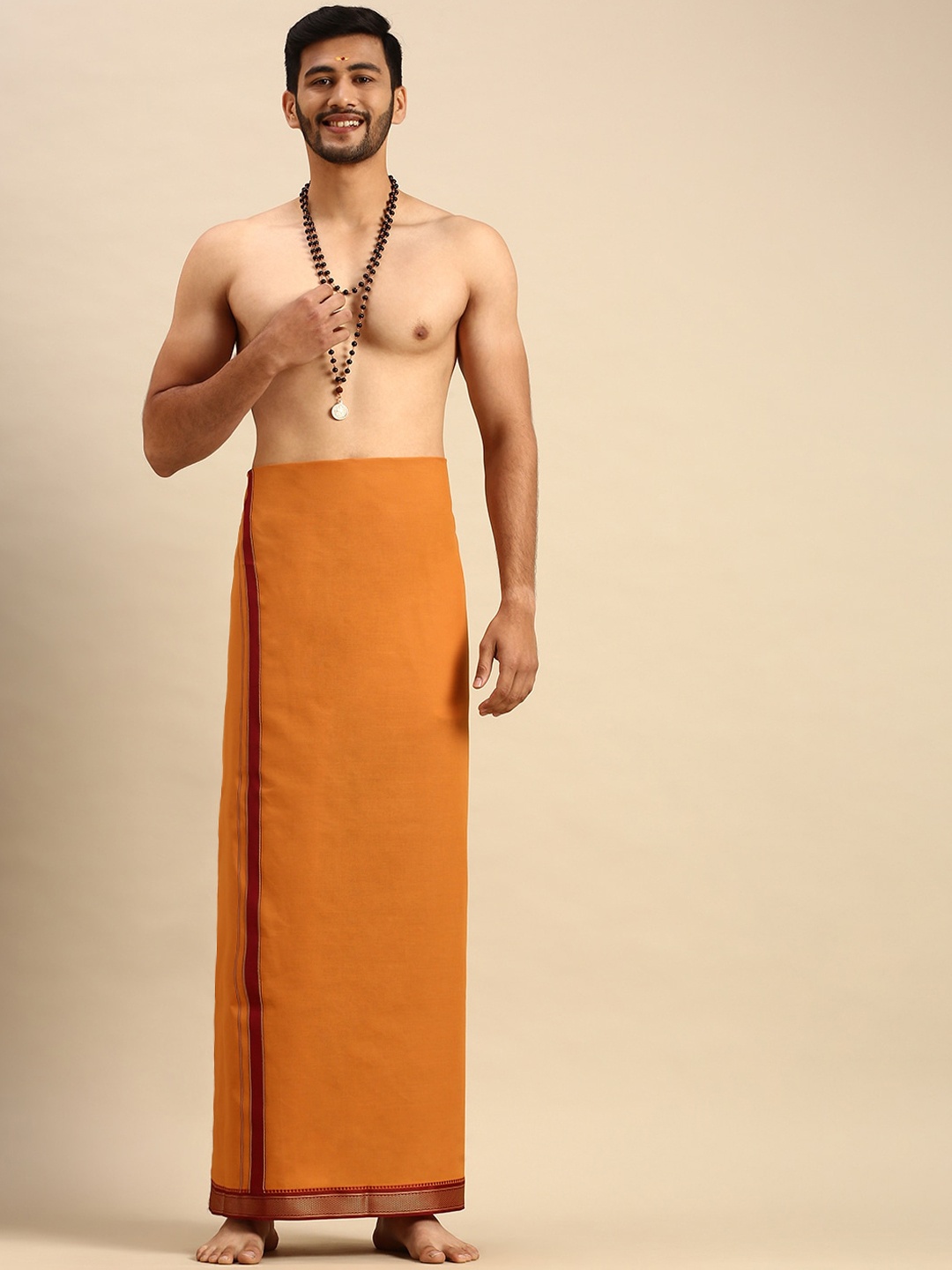 

Ramraj Men Pure Cotton Dhoti, Orange
