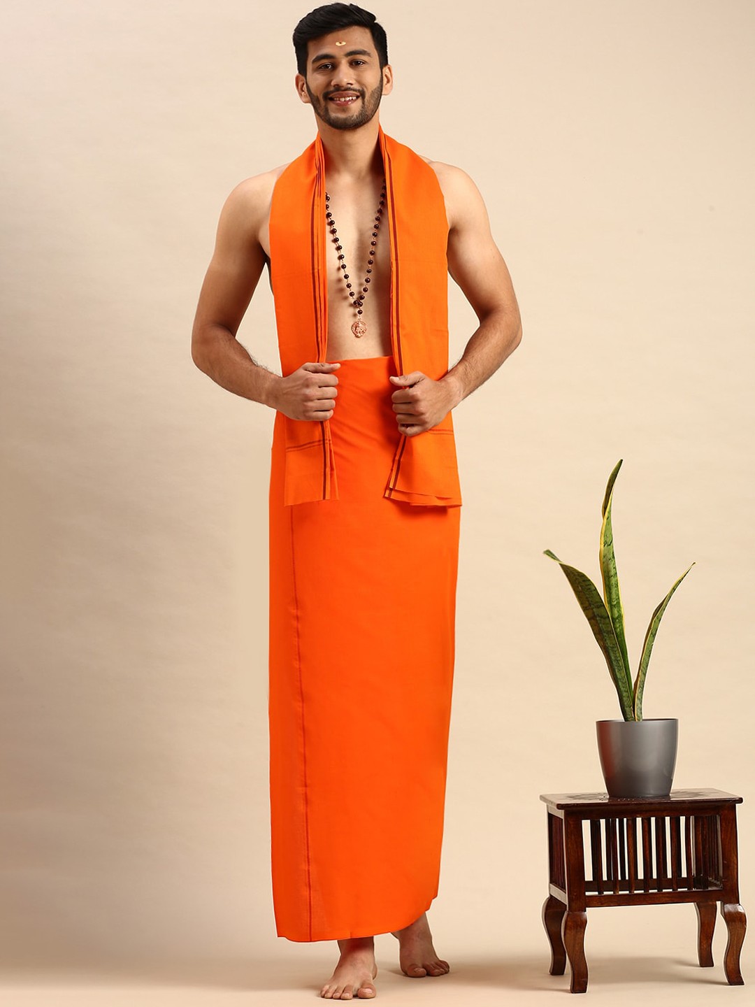 

Ramraj Men Pure Cotton Dhotis, Orange